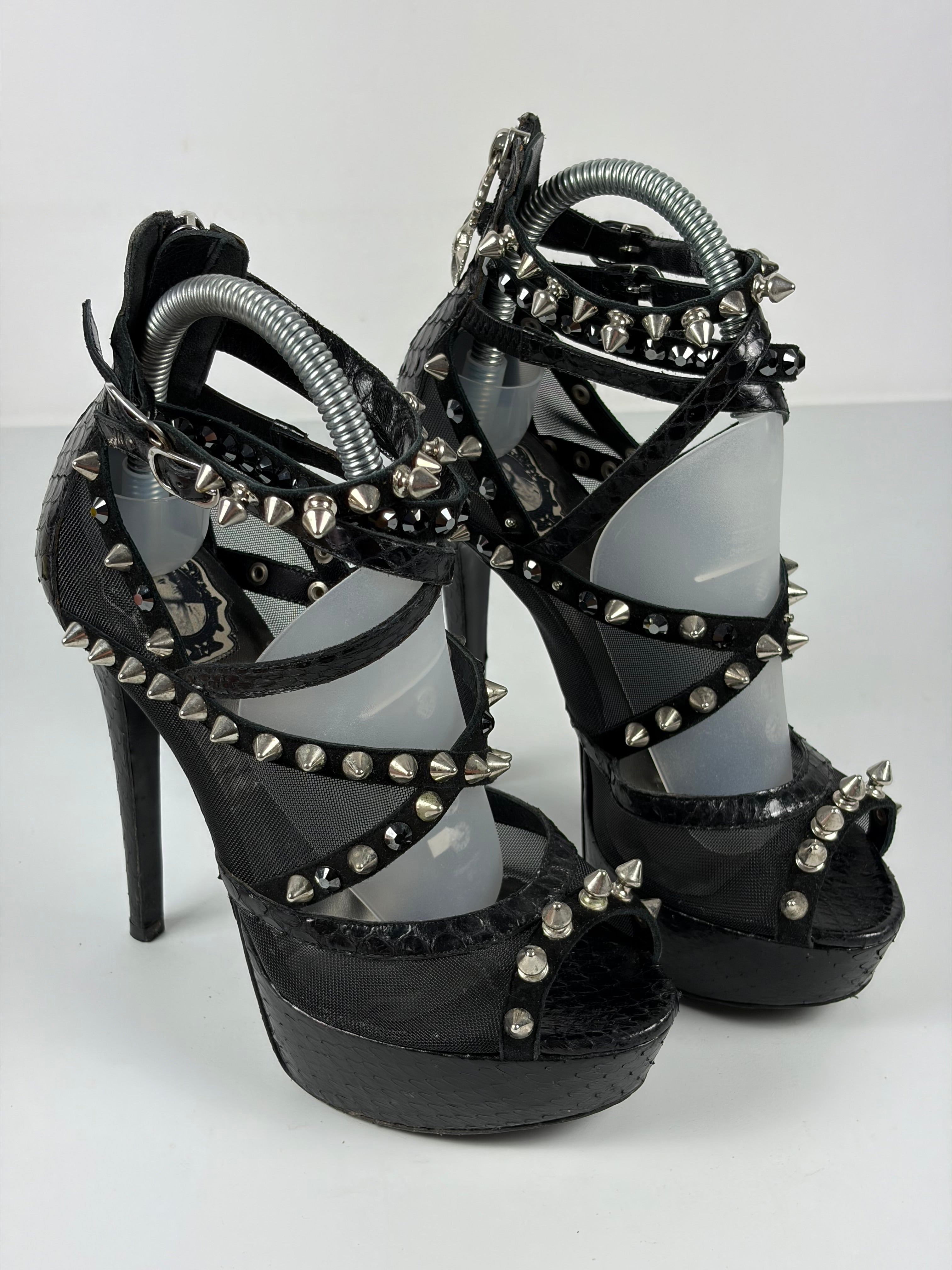 Philipp Plein heavily studded stiletto platform sandals - eu 36.5