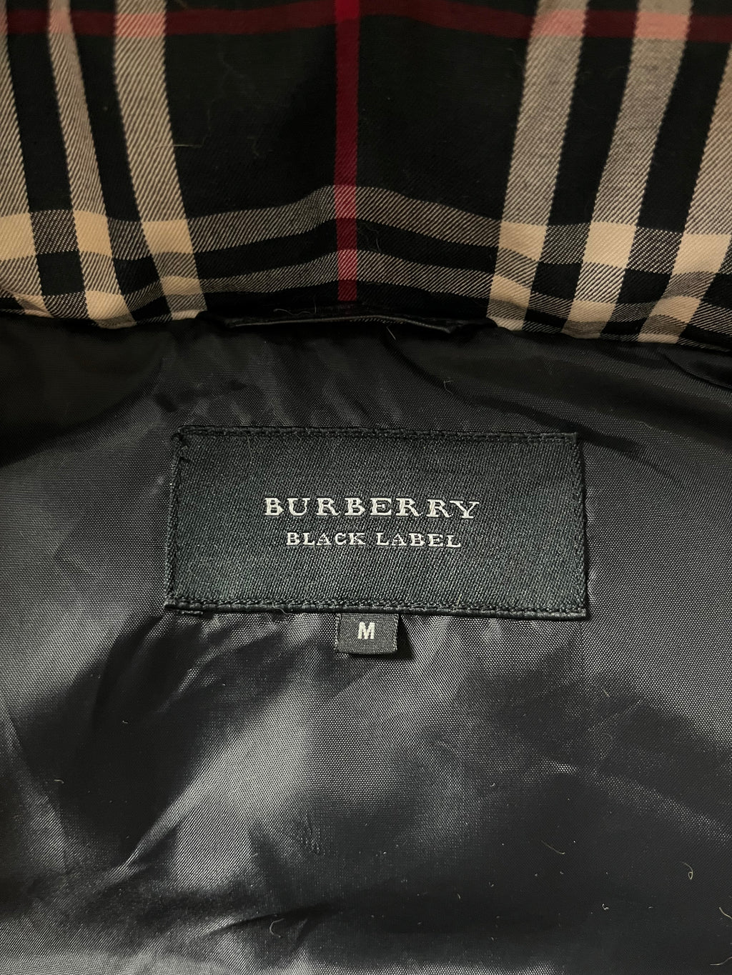 00’s BURBERRY made in Japan real fur down waxed jacket (M/L) - black