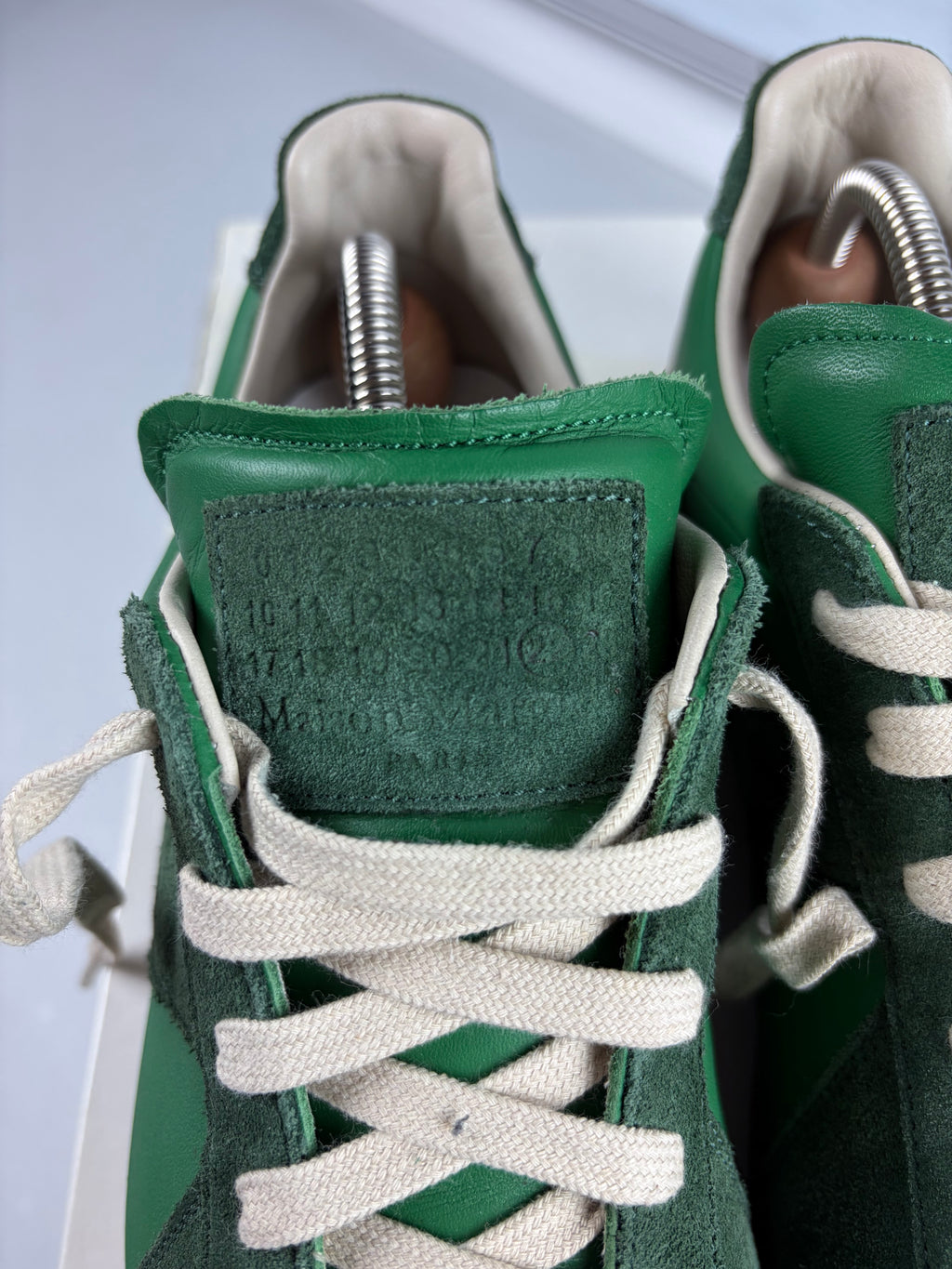 Maison Margiela low top suede & leather gats - eu 44 / us 11 - green