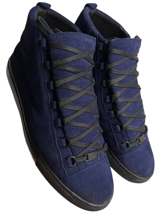 Balenciaga arene blue suede high tops - eu 44 - dark blue