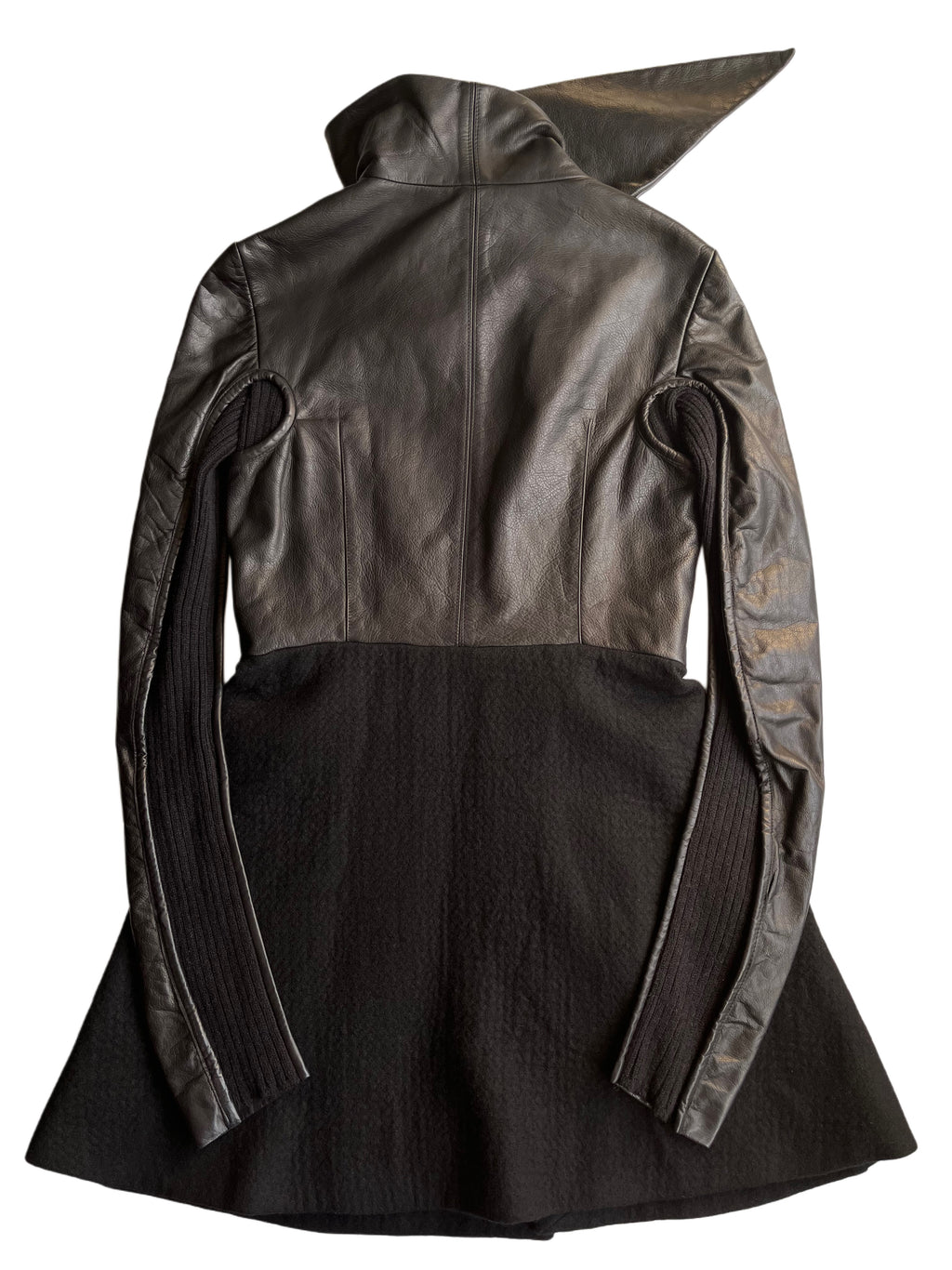 2010 Rick Owens GLEAM leather & cashmere dress jacket - size IT 42 - black