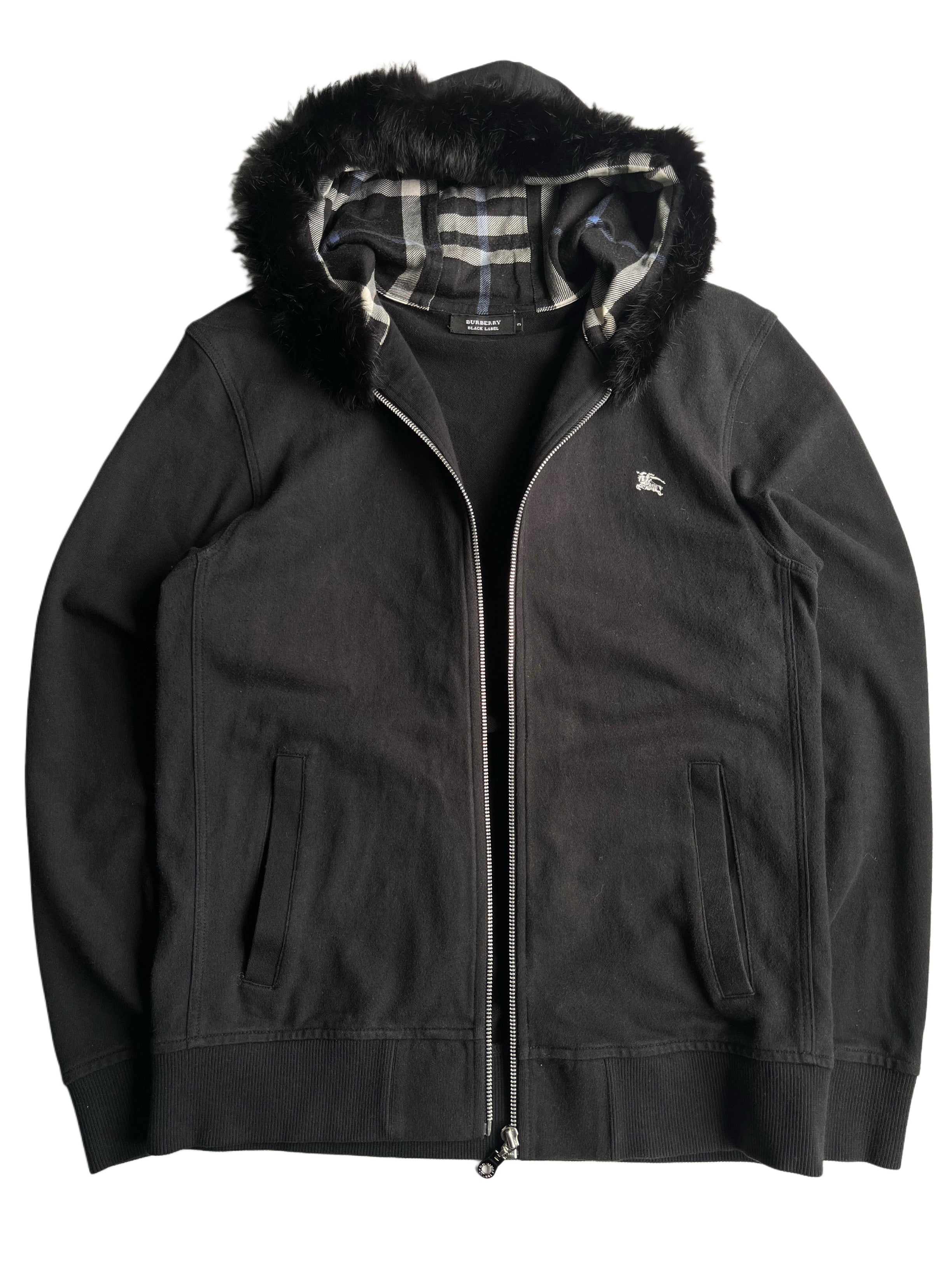 00’s BURBERRY made in Japan real rabbit fur zip up hoodie (L)