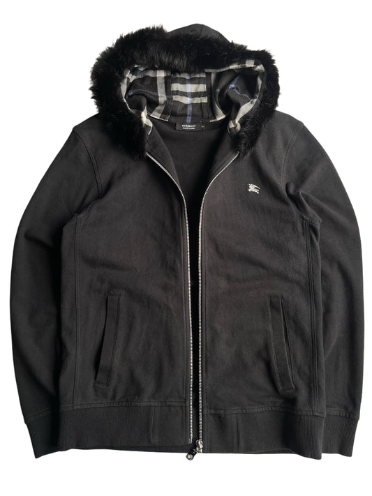 00’s BURBERRY made in Japan real rabbit fur zip up hoodie (L)
