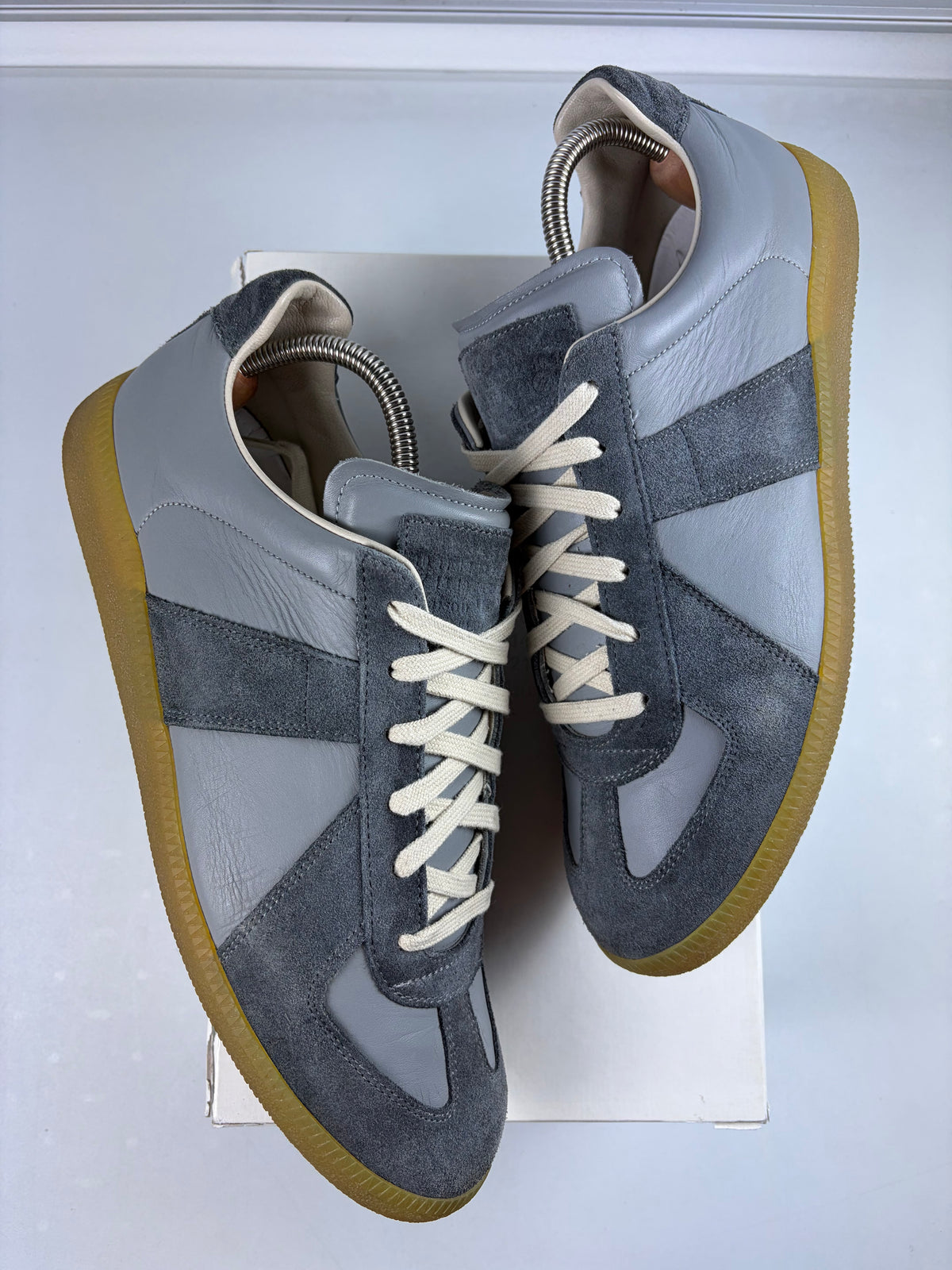 Maison Margiela low top suede & leather gats - eu 44 / us 11 - grey