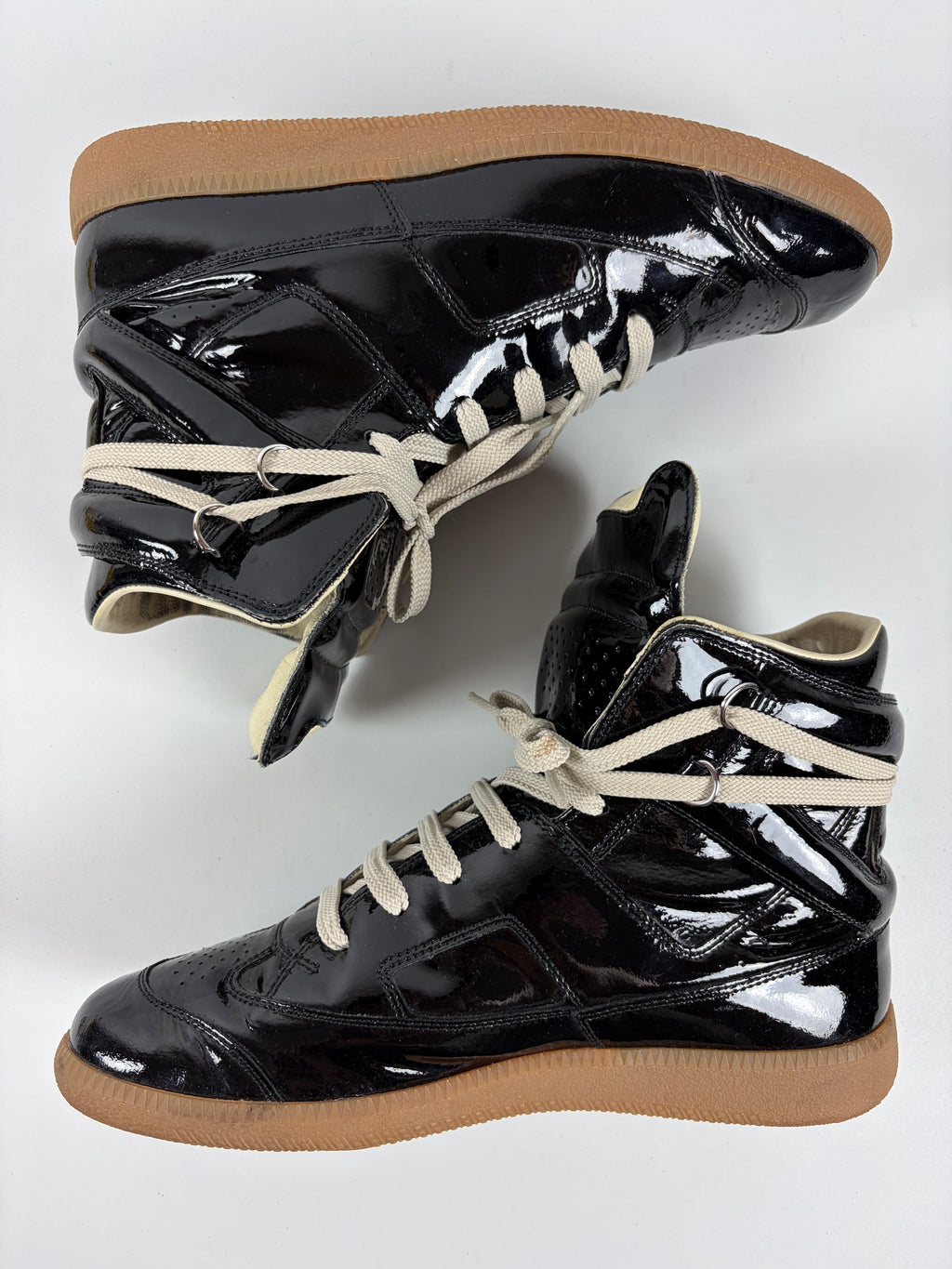 2009 Maison Martin Margiela black patent leather high-top sneakers - eu 40