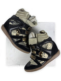 Isabel Marant Bonny python-print wedge sneakers - eu 37 / us 7 / uk 4 - black & gold