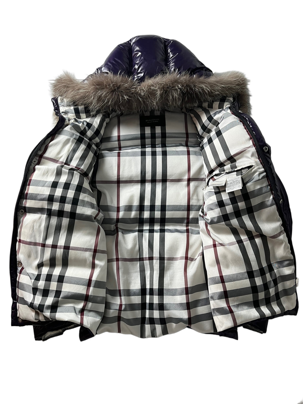 00’s BURBERRY made in Japan real fur down jacket (S/M) - purple