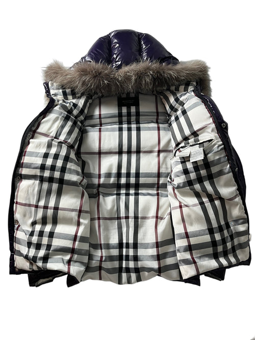 00’s BURBERRY made in Japan real fur down jacket (S/M) - purple