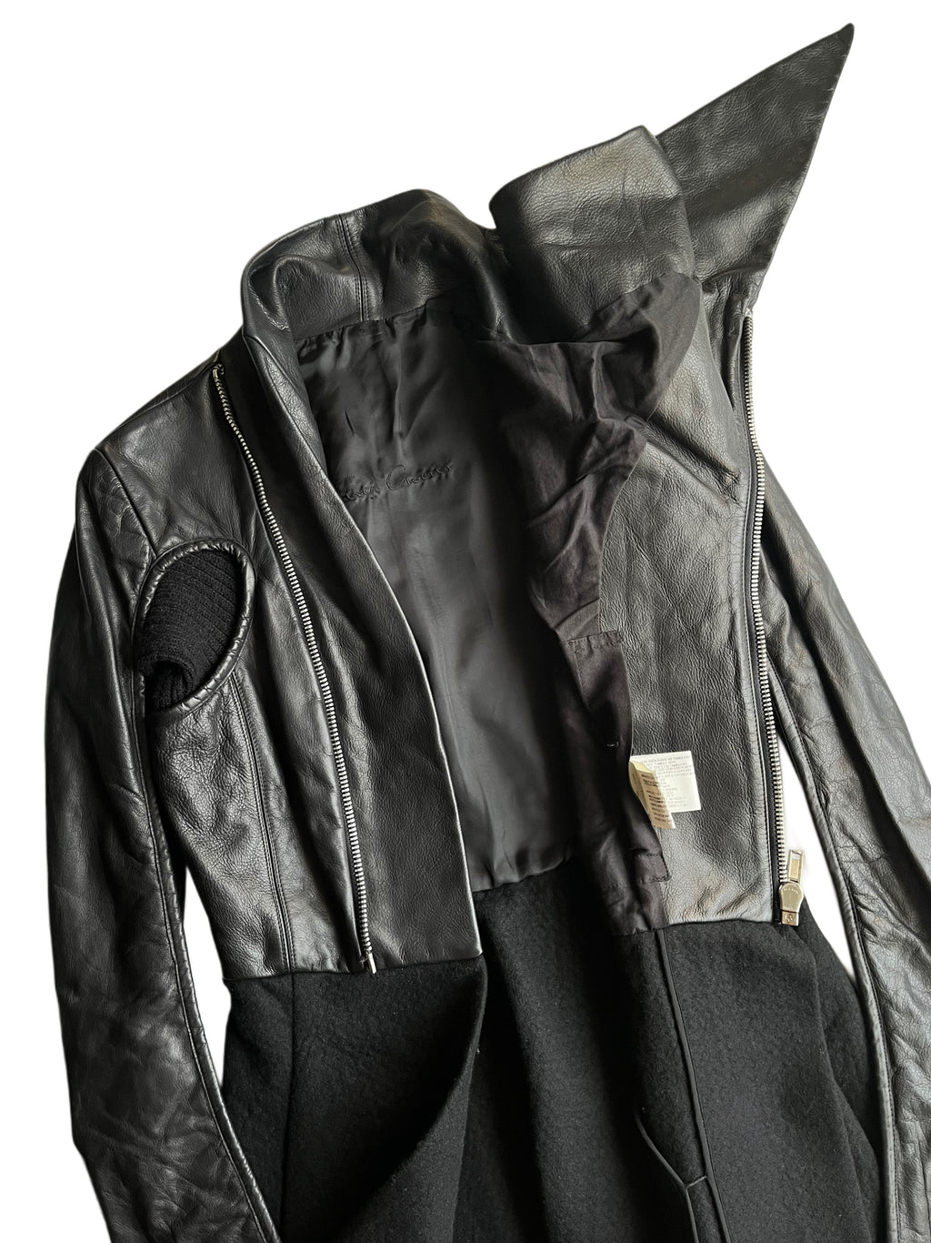 2010 Rick Owens GLEAM leather & cashmere dress jacket - size IT 42 - black