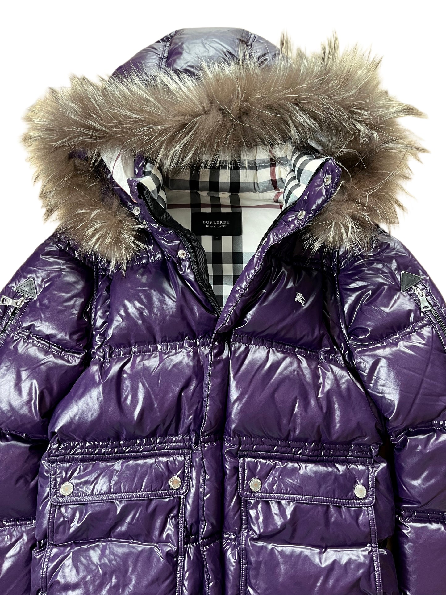00’s BURBERRY made in Japan real fur down jacket (S/M) - purple