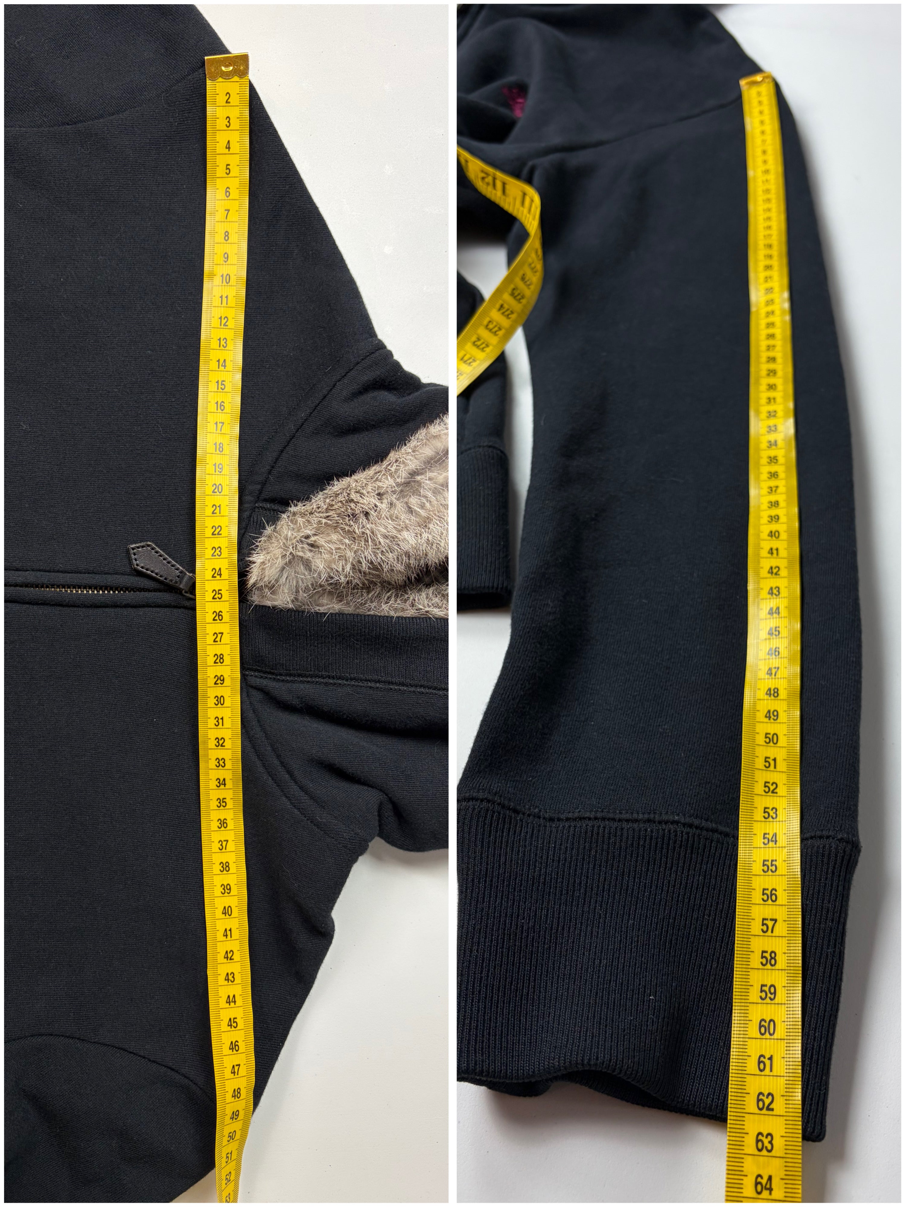 00’s Burberry Black Label rabbit fur zip up hoodie - L/XL - black