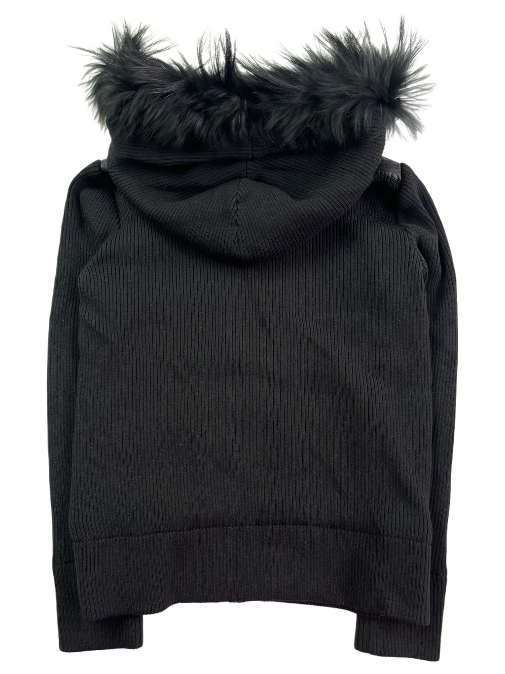 00’s BURBERRY racoon fur zip hoodie (XS/S) - black