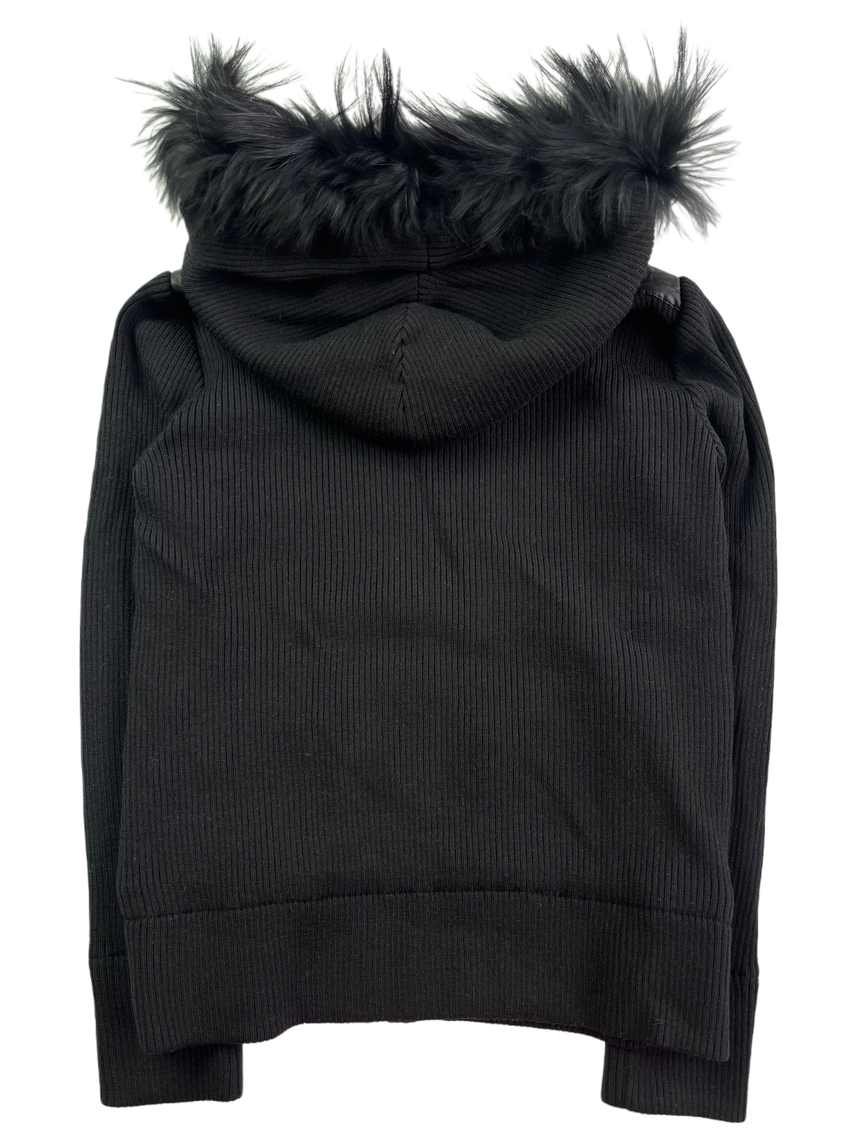 00’s BURBERRY racoon fur zip hoodie (XS/S) - black