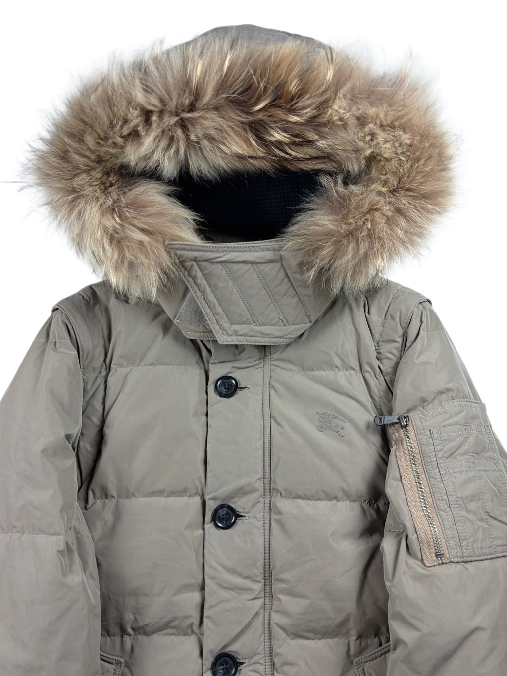 00’s BURBERRY Black Label real fur down jacket (M/L) - light brown