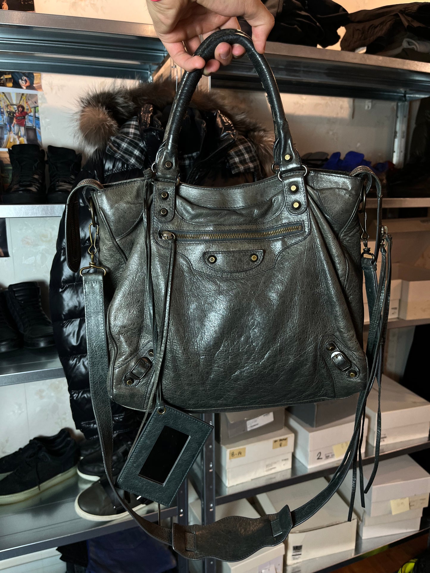 2012 BALENCIAGA
Black Lambskin Leather Motorcycle Velo Bag