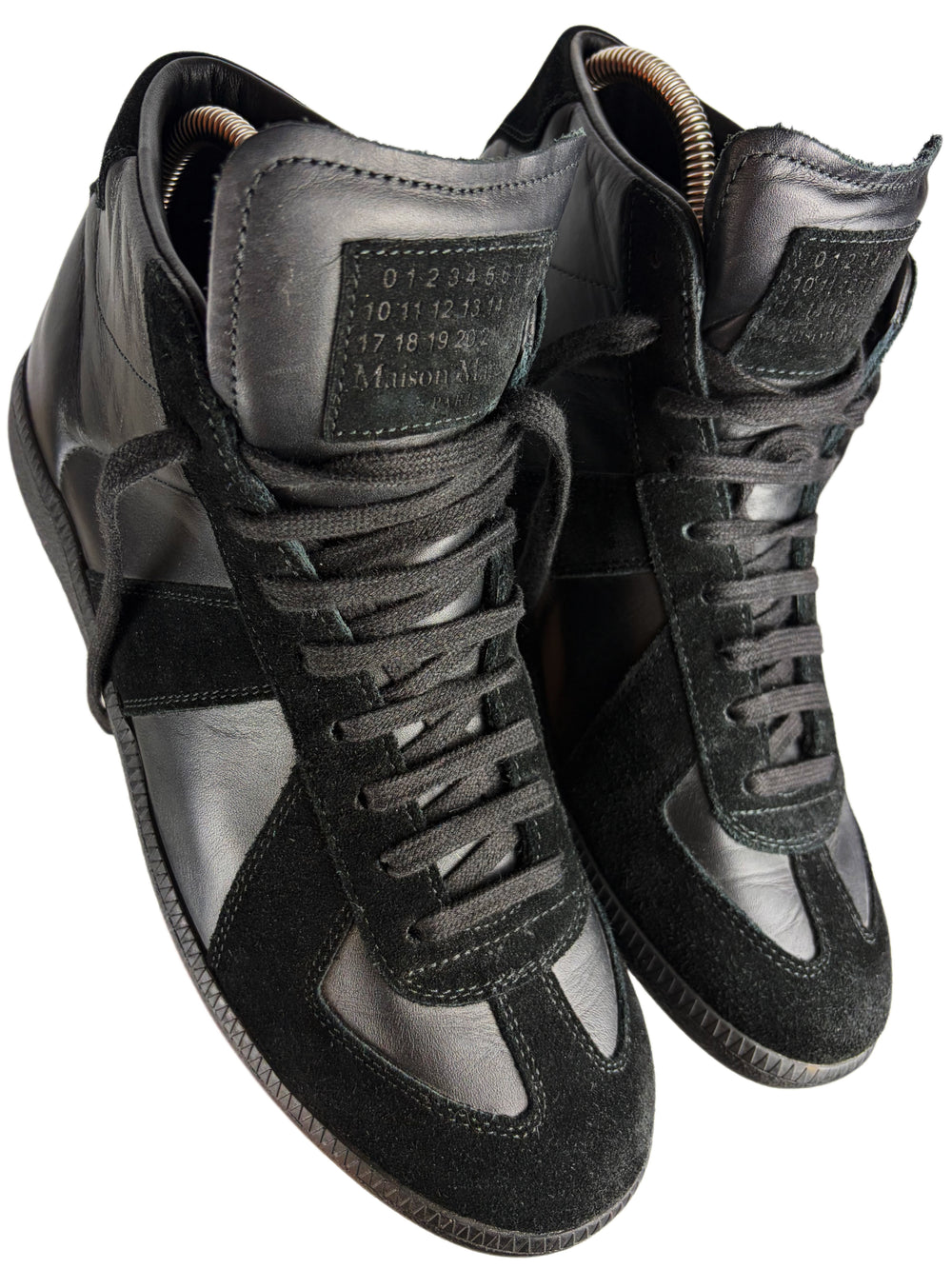 Maison Margiela Replica high top leather & suede gats - eu 42 / us 9 / uk 8 - black