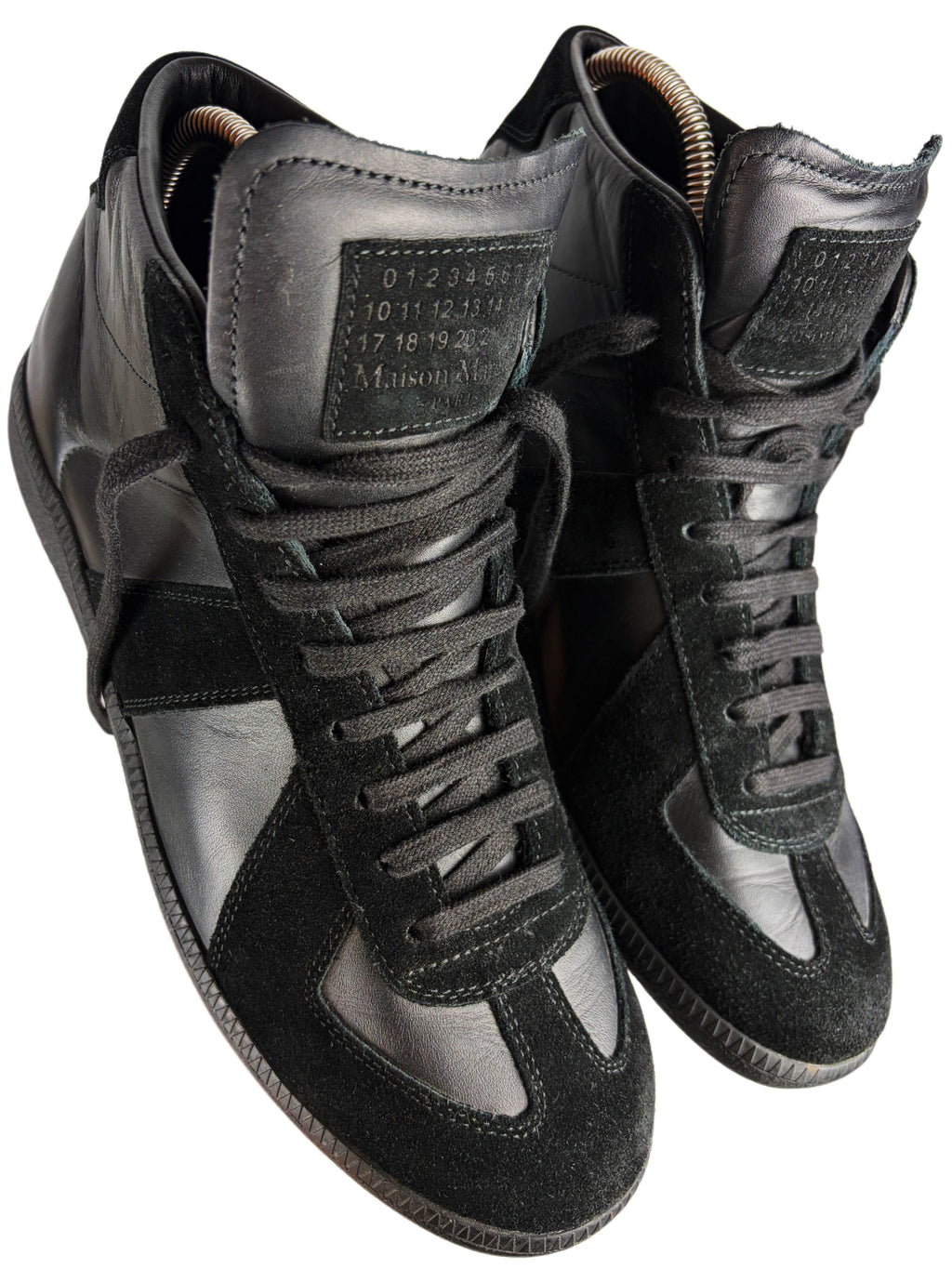 Maison Margiela Replica high top leather & suede gats - eu 42 / us 9 / uk 8 - black