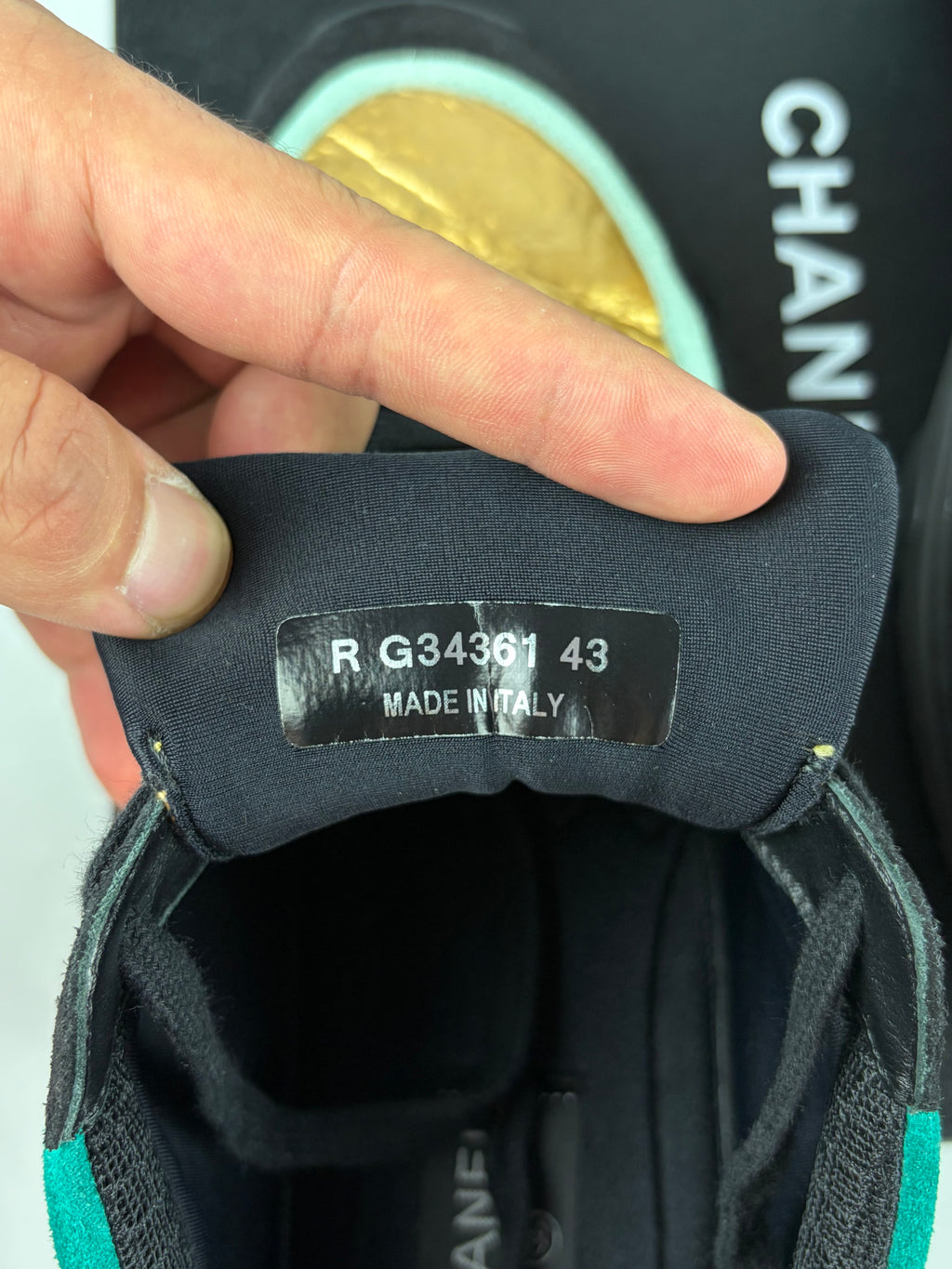 2019 CHANEL gold foil leather & suede sneakers - eu 43 / us 10