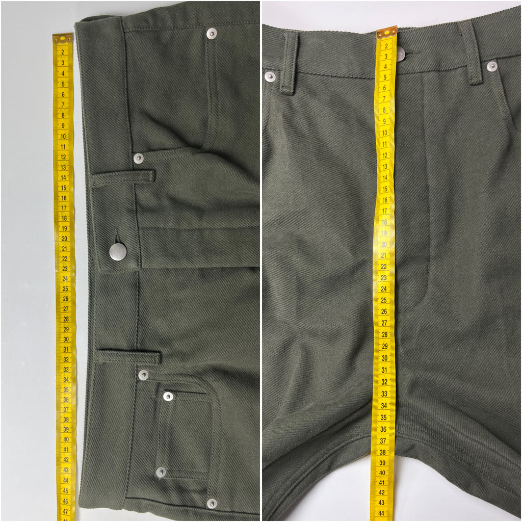 RICK OWENS CONCORDIANS DOUBLE CARGO JEANS -  W33 - military green