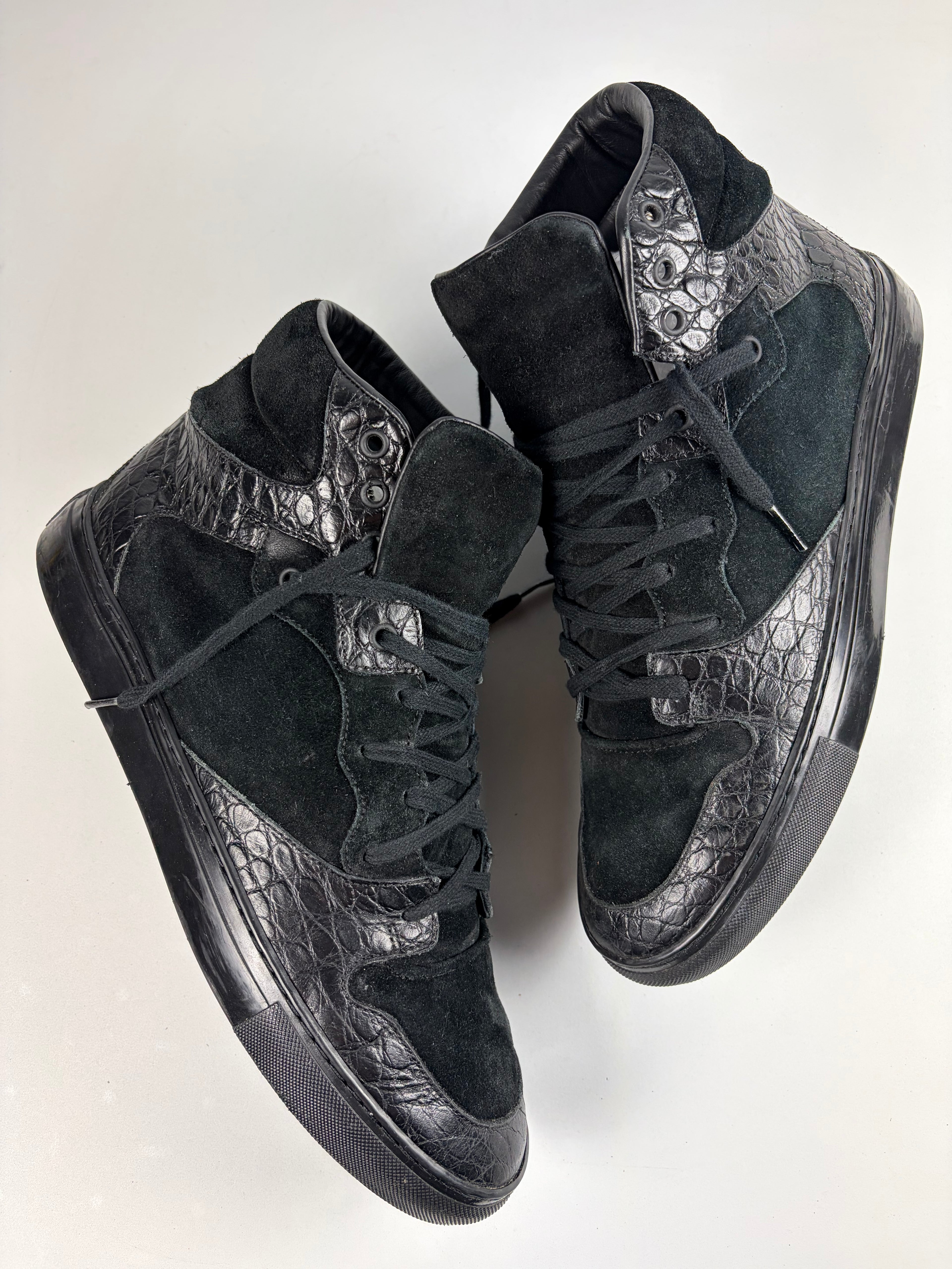 Balenciaga crocodile-embossed leather high tops - eu 44 / us 11 - black