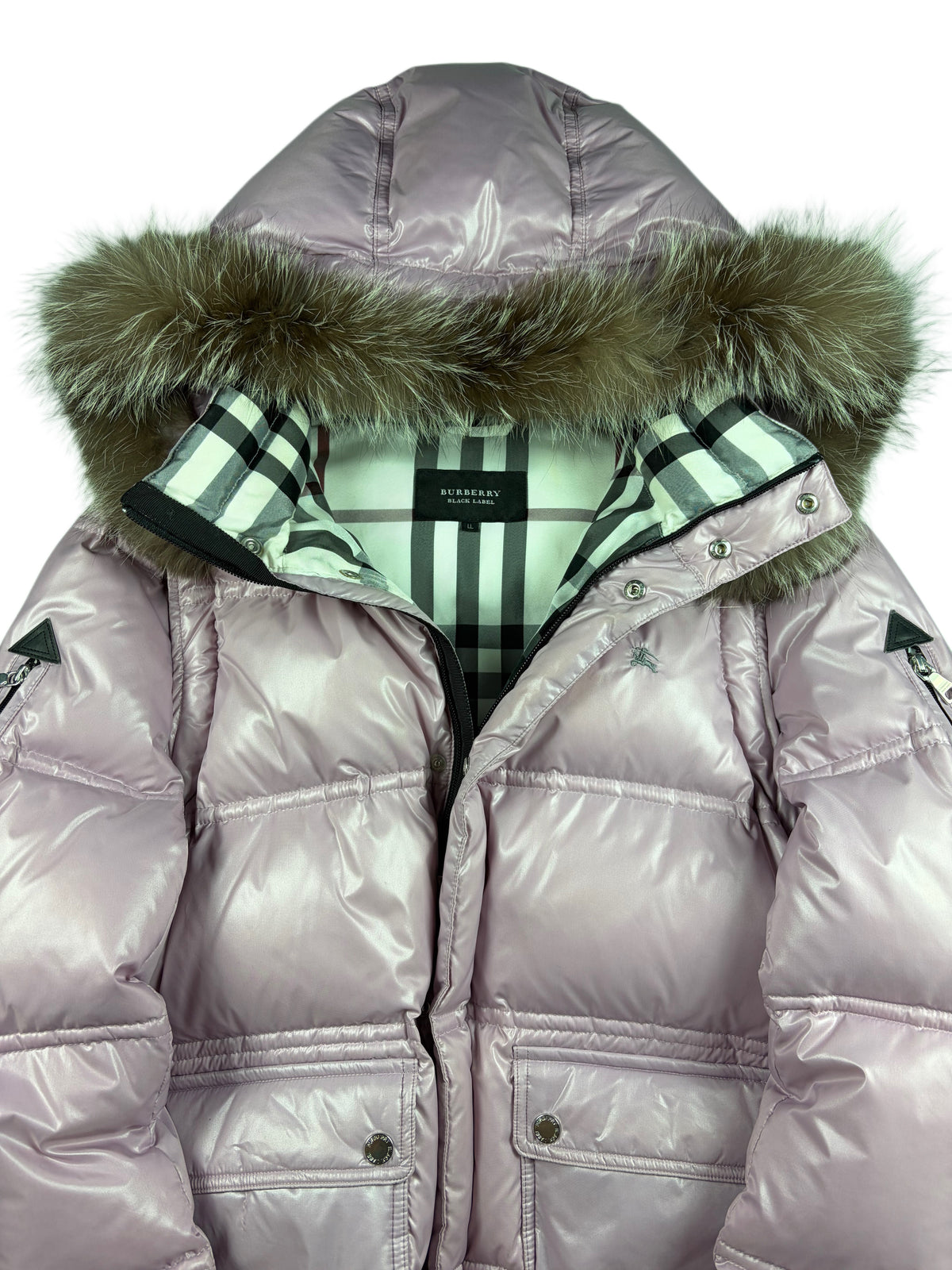 00’s BURBERRY Black Label real fur down jacket (LL) - pink