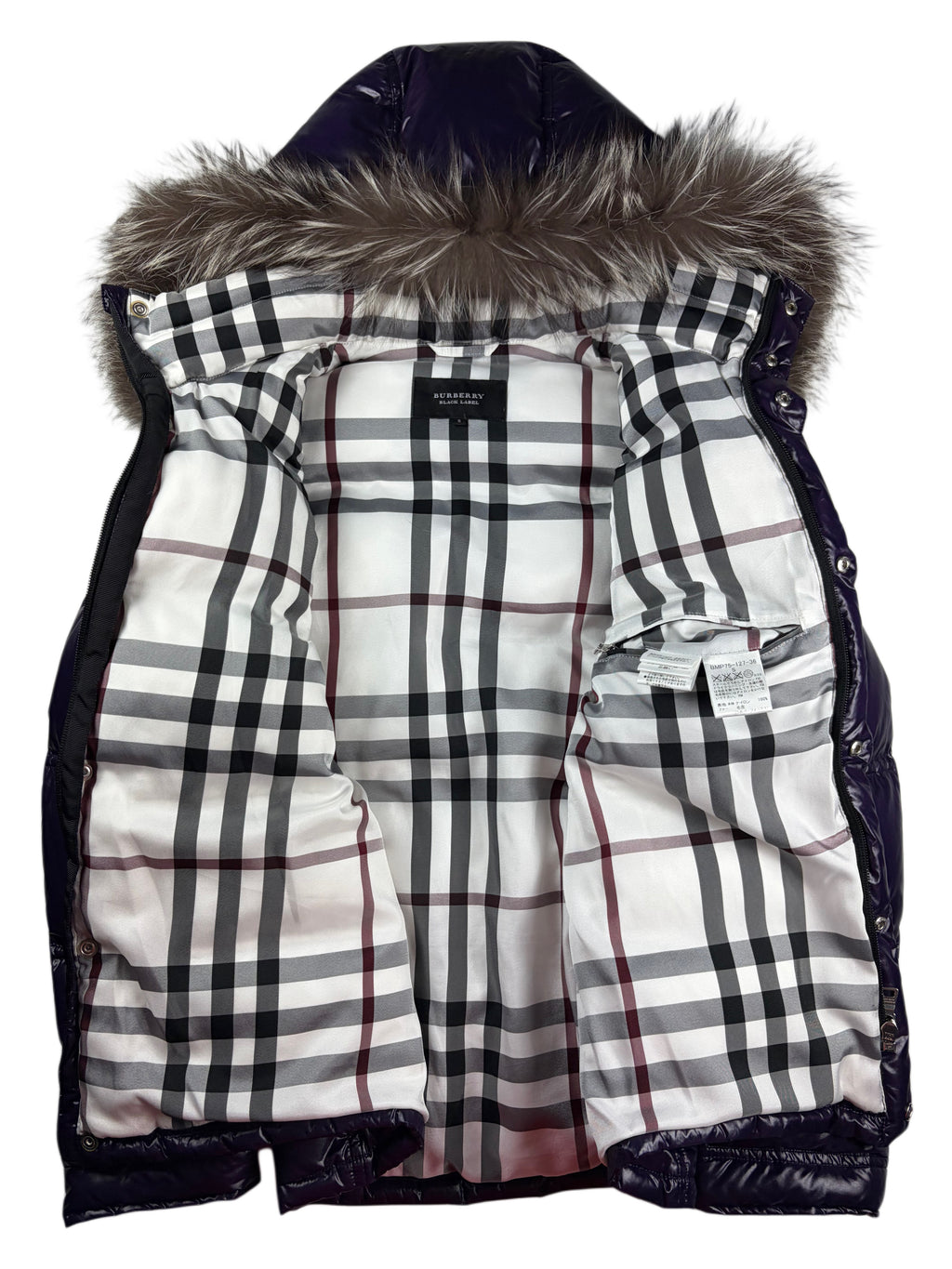 00’s BURBERRY Black Label real fur down jacket (XS/S) - purple