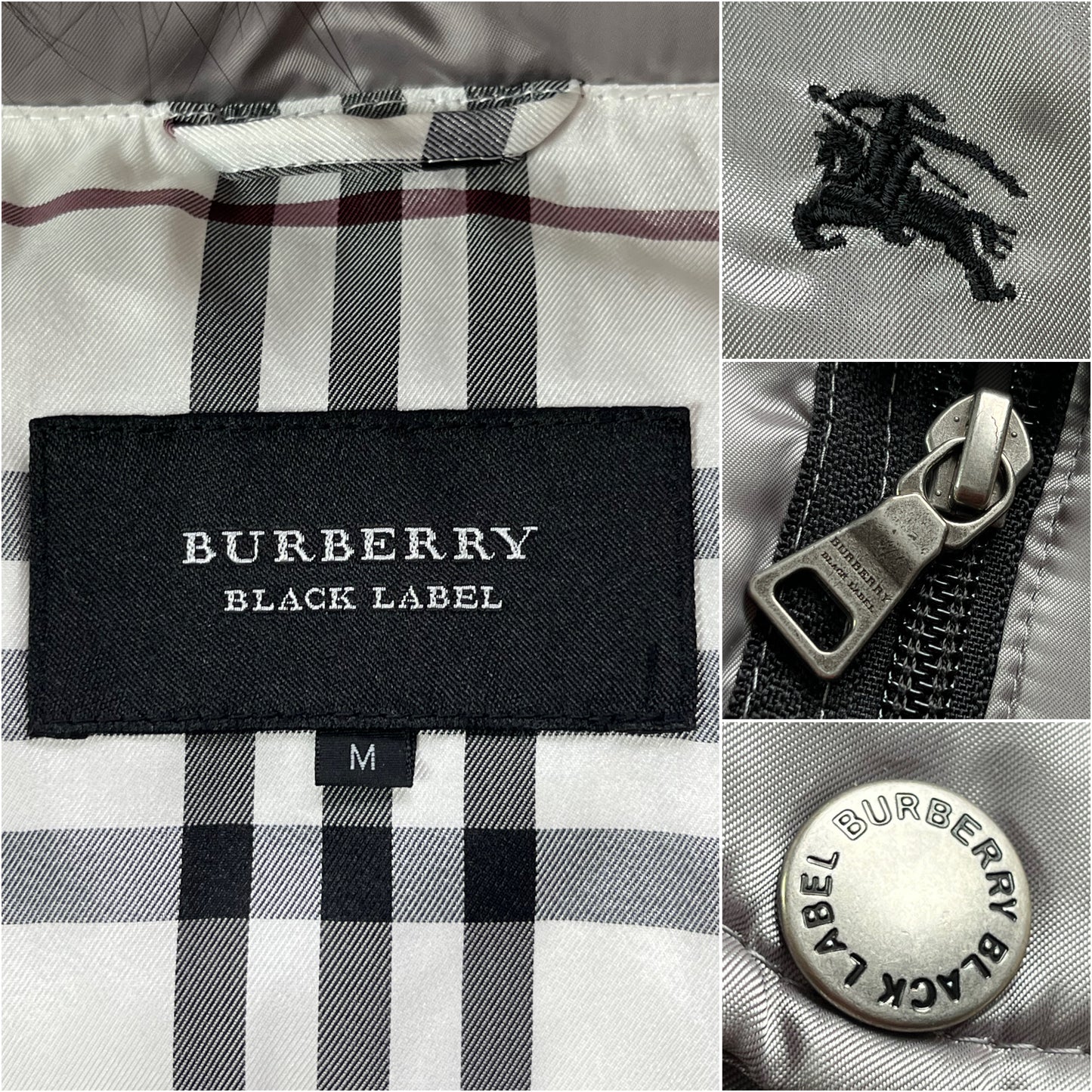 00’s BURBERRY made in Japan real fur down jacket (S/M) - silver grey