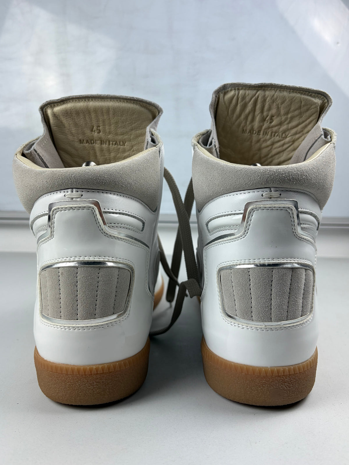 Maison Margiela ‘Cadillac’ patent leather & suede high tops - eu 45 / us 12 / uk 11 - brand new