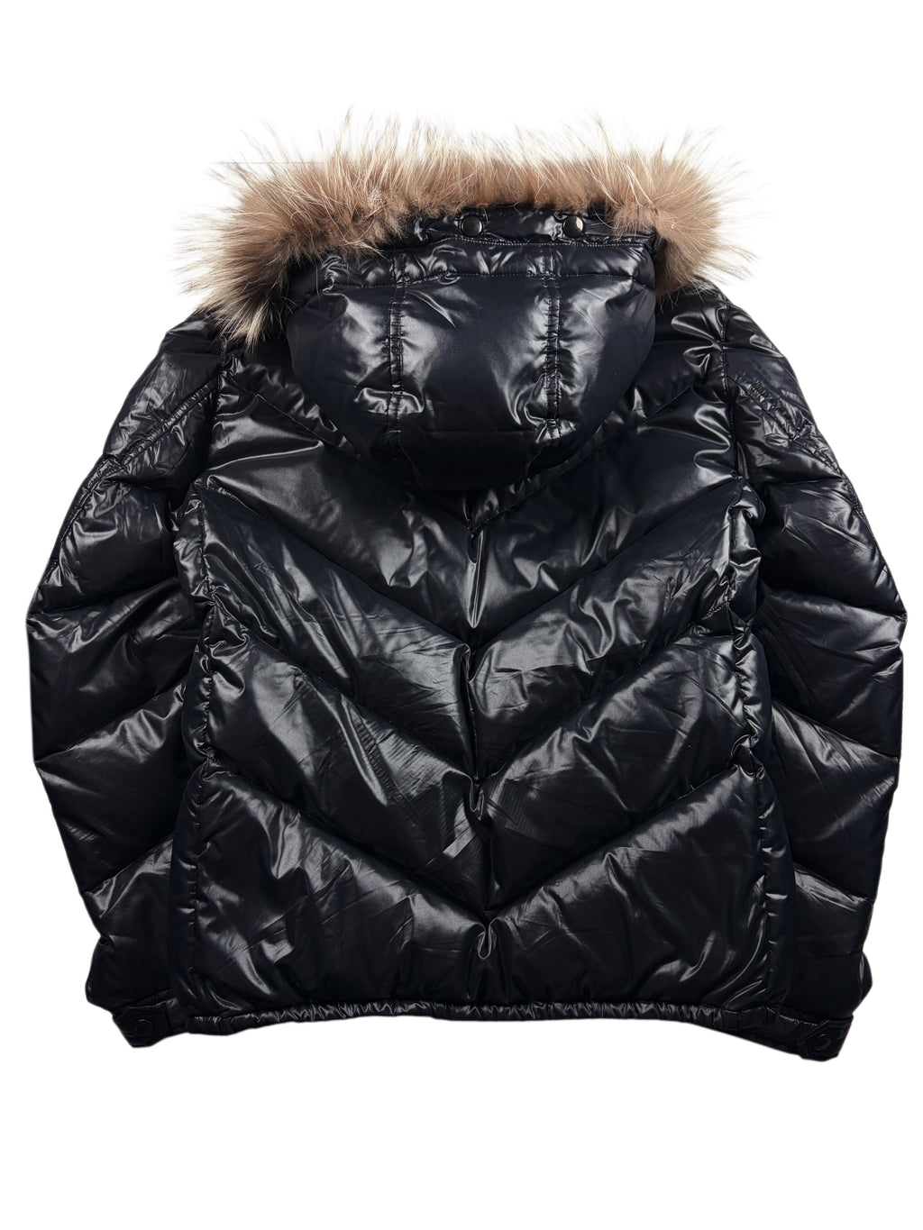 00’s BURBERRY Black Label 30th Anniversary real fur down jacket (S/M) - black