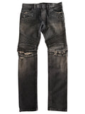 BALMAIN distressed ribbed biker denim - 30