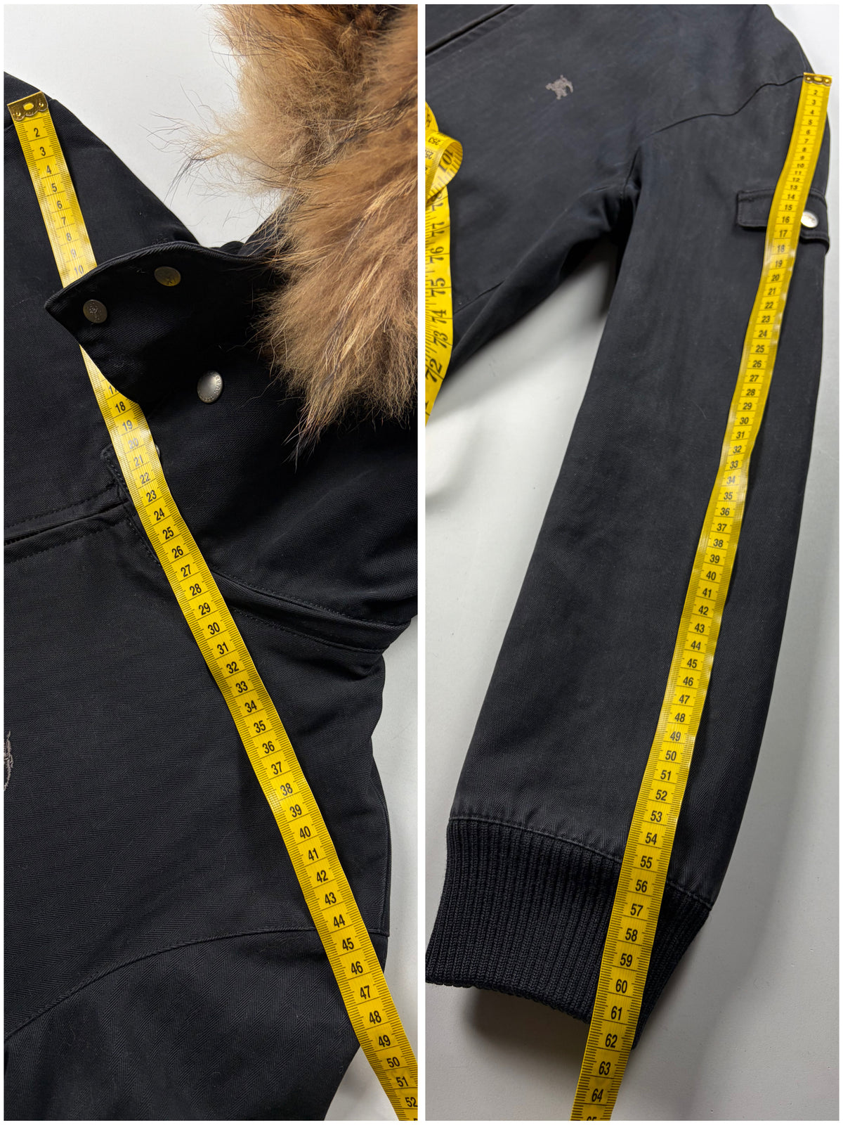 00’s BURBERRY Blue Label real fur hooded cotton bomber jacket (S/M) - black
