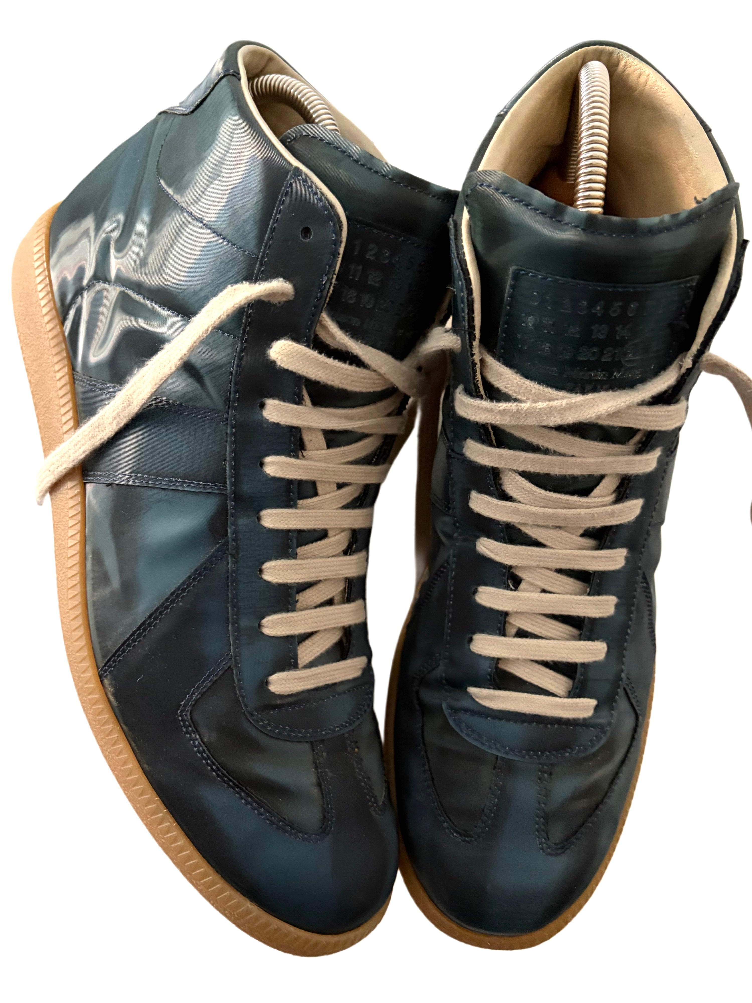 2014 Maison Margiela reflective metallic navy high top gats - eu 44