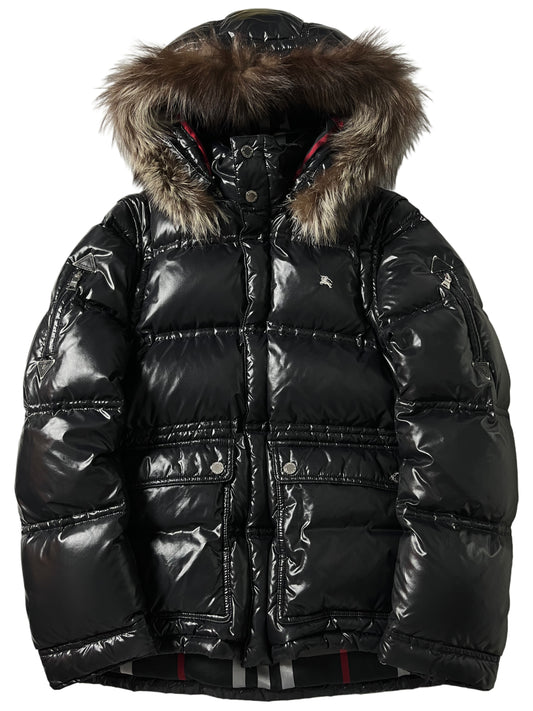 00’s BURBERRY made in Japan real fur down jacket (S/M) - black