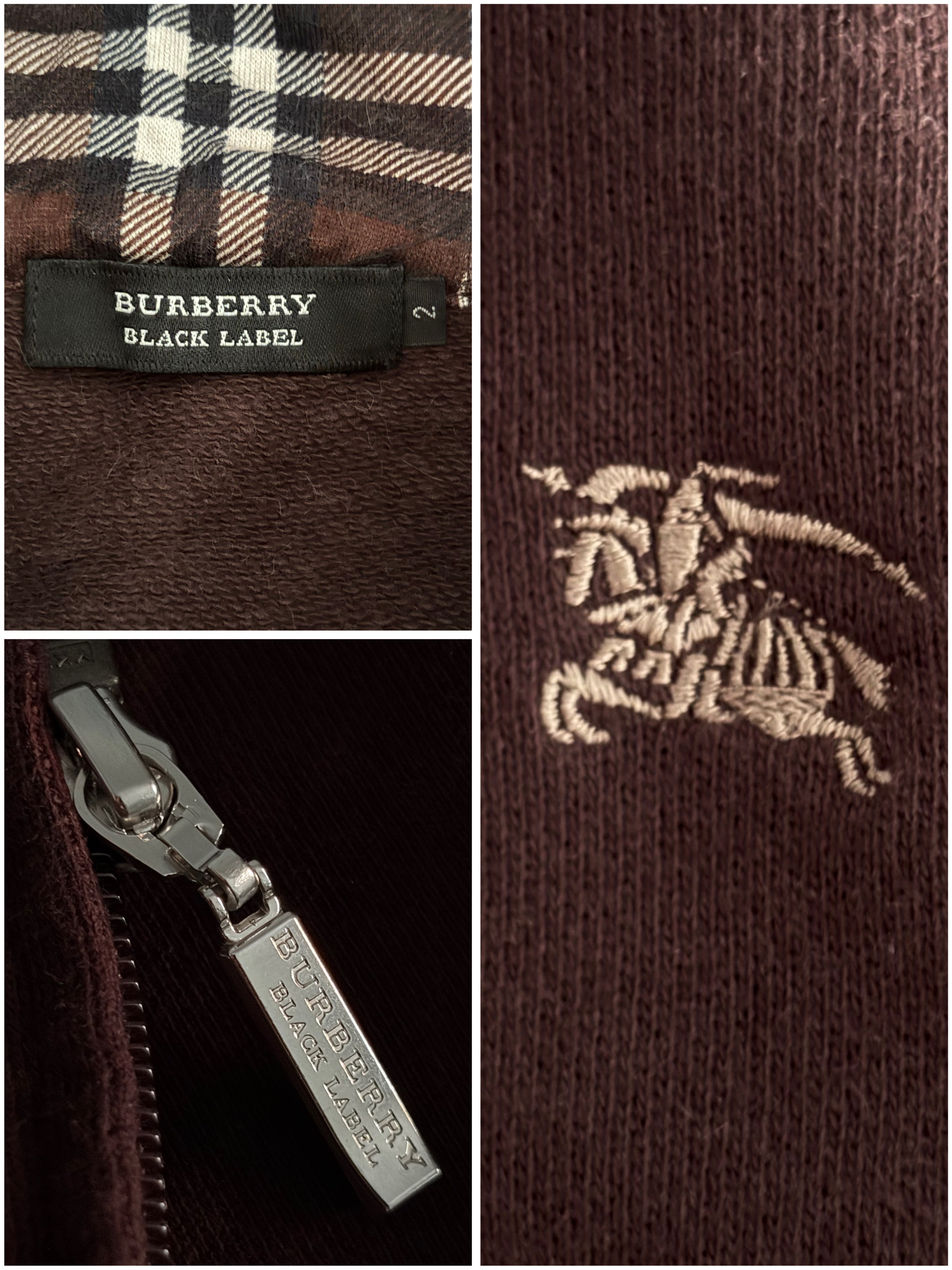 00’s BURBERRY rabbit fur zip hoodie - S - burgundy