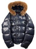 2010’s MONCLER real fur down jacket - men’s size 3 (L) - navy blue