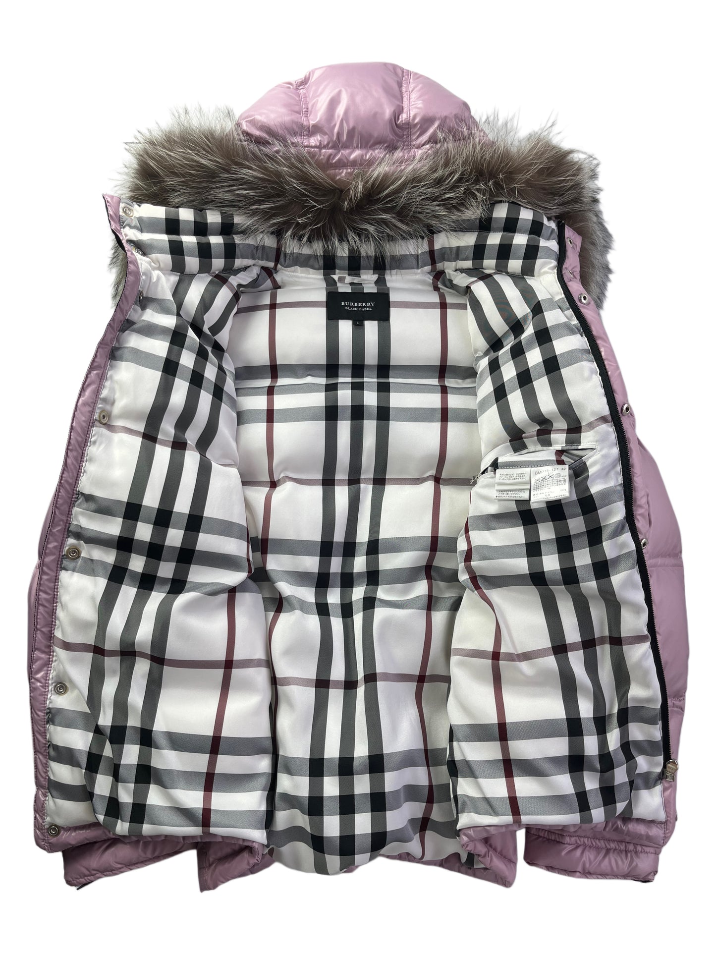 00’s BURBERRY made in Japan real fur down jacket (M/L) - pink