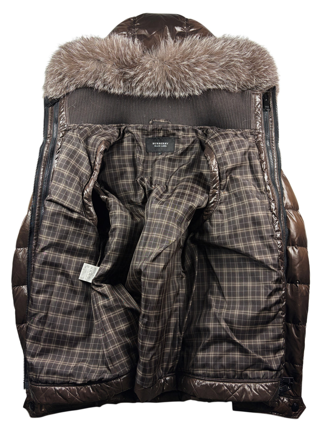 00’s BURBERRY Black Label 2 in 1 real fur down jacket (LL) - brown