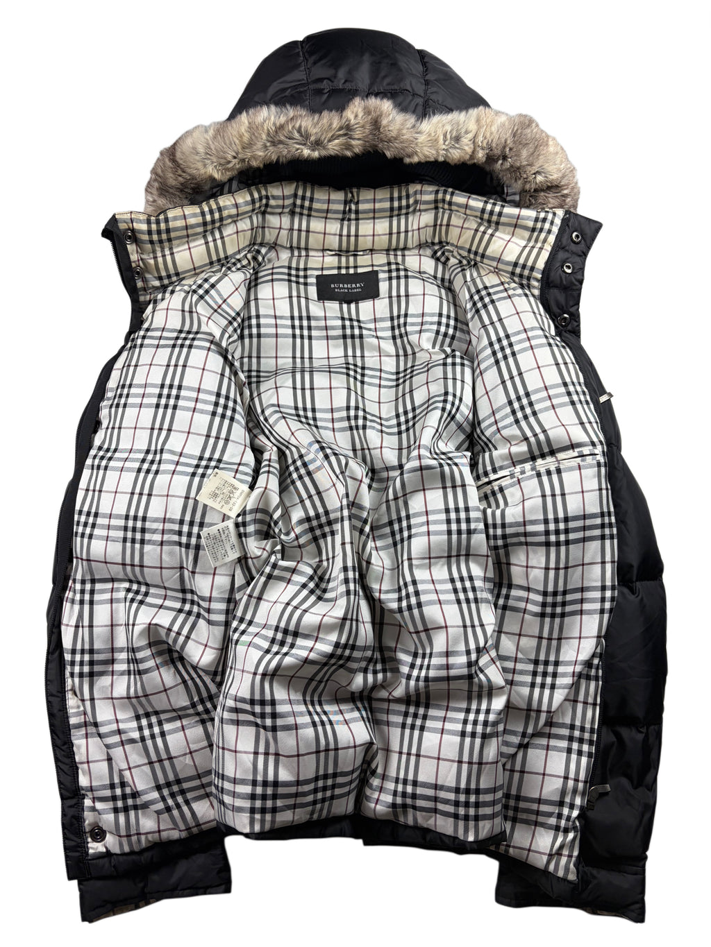 00’s BURBERRY Black Label real fur down jacket (M/L) - black