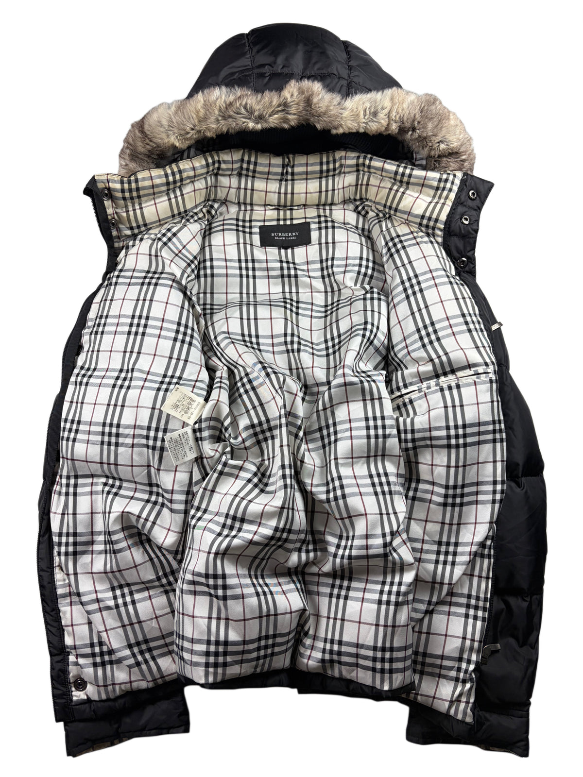 00’s BURBERRY Black Label real fur down jacket (M/L) - black