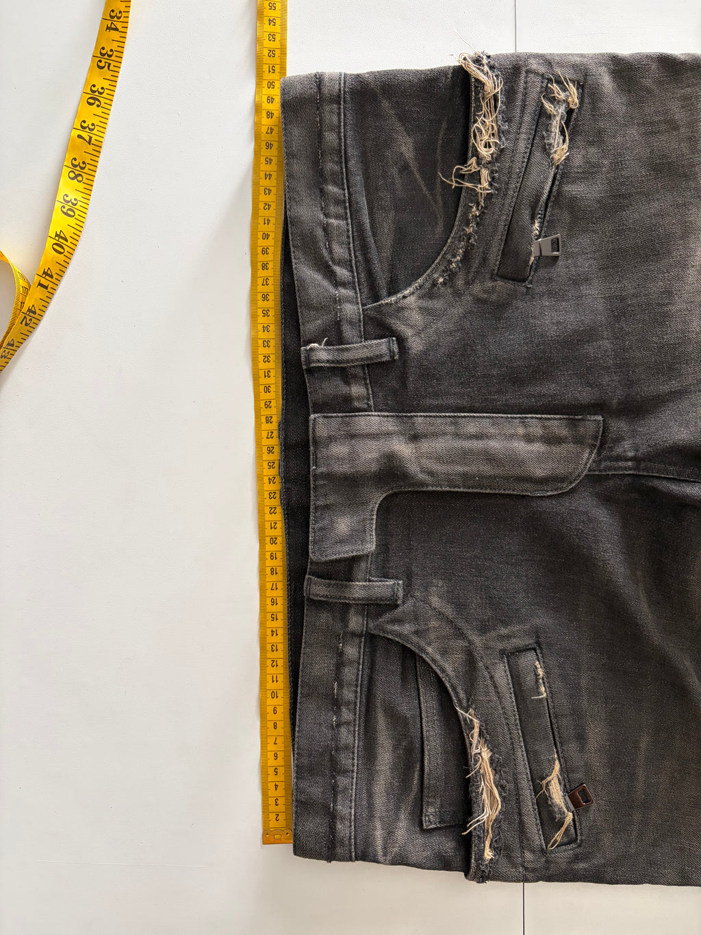 BALMAIN distressed ribbed biker denim - 36