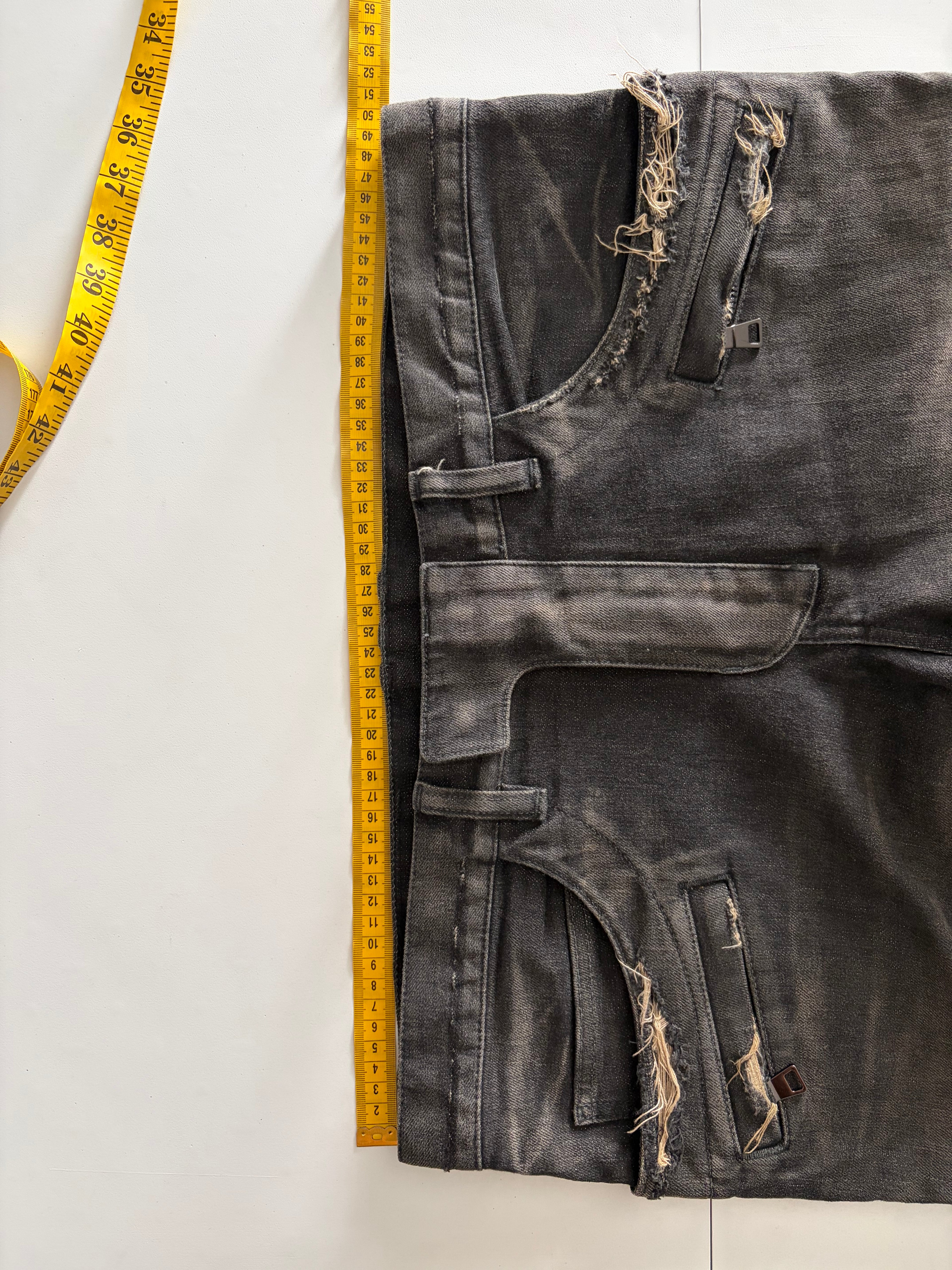 BALMAIN distressed ribbed biker denim - 36