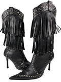 Vintage El Dantés studded fringe western stiletto boots - eu 39 / us 8 / uk 6