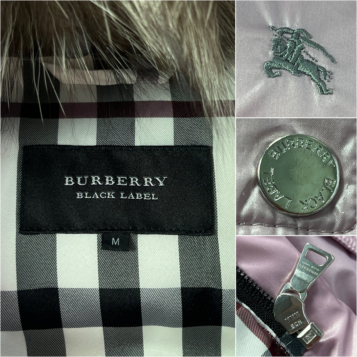 00’s BURBERRY made in Japan real fur down jacket (S/M) - pink