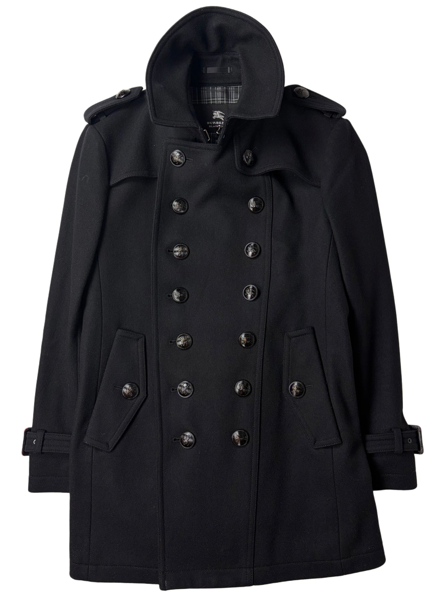 00’s Burberry Black Label Napoleon coat jacket - S/M - black