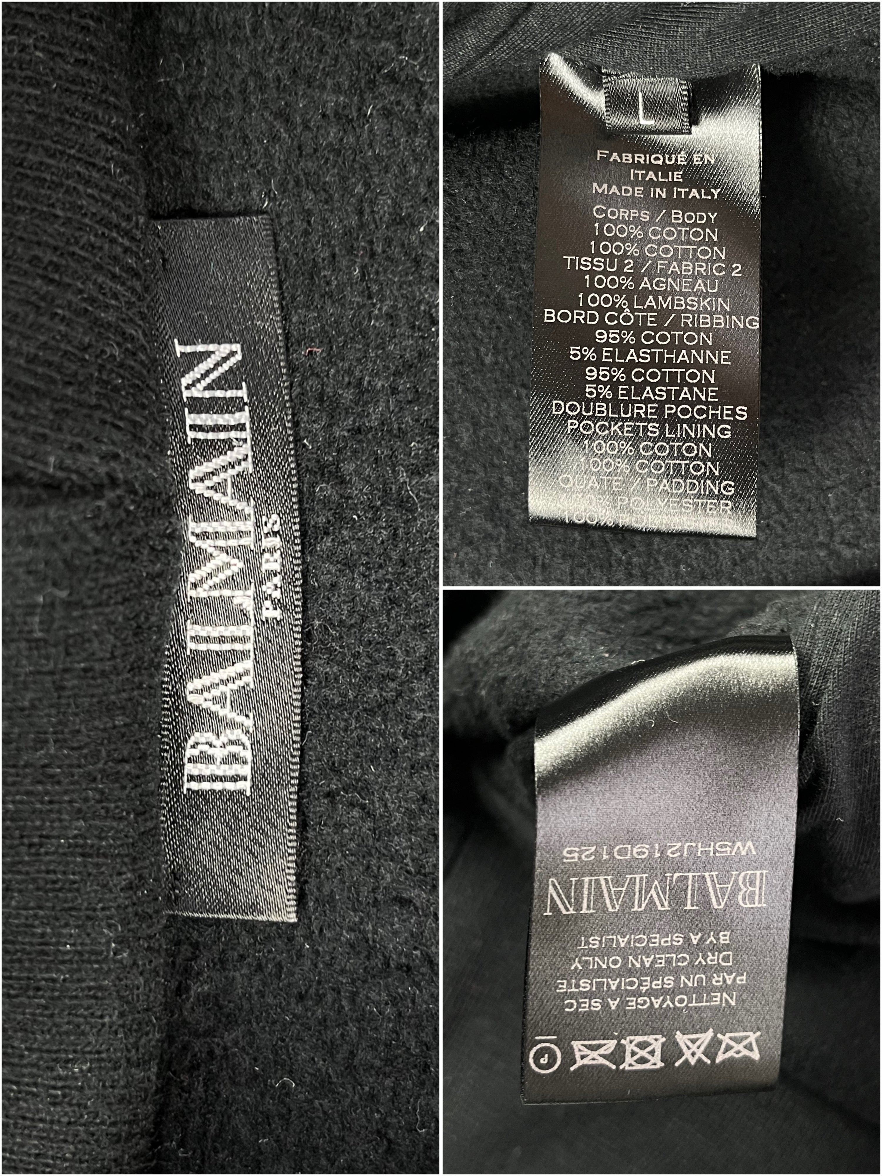 BALMAIN zip up hoodie - size L - black