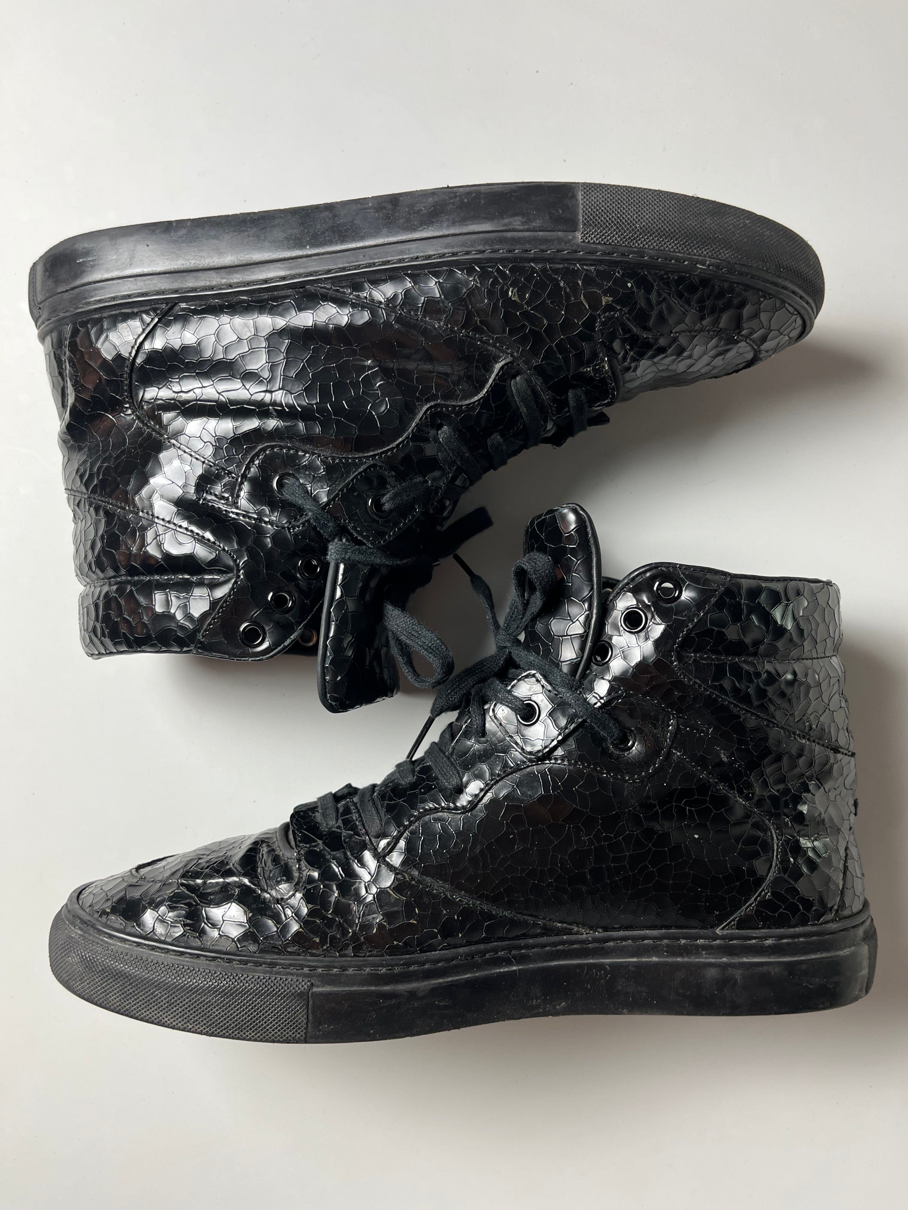 Balenciaga embossed croc leather high tops - Eu 43 - black