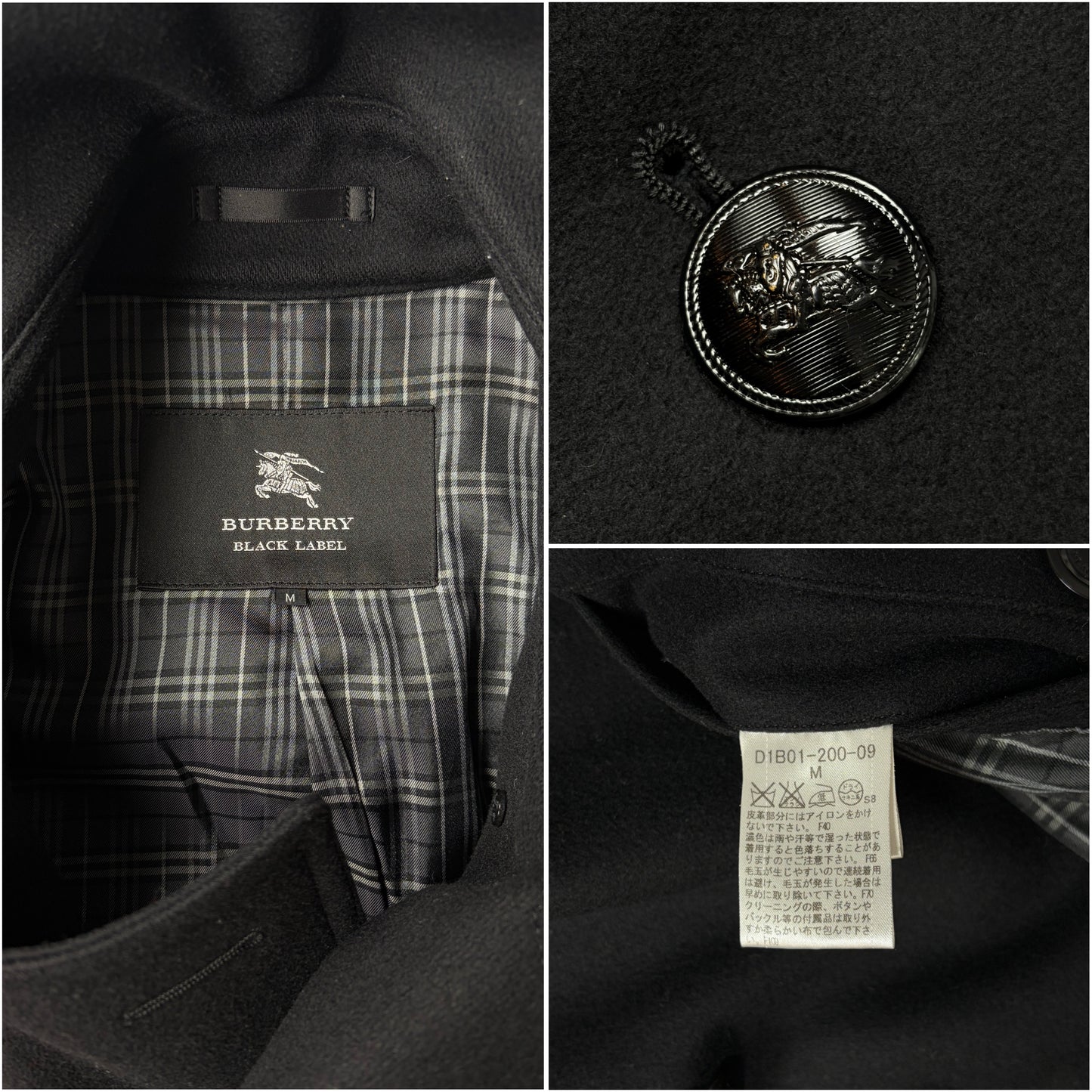 00’s Burberry Black Label Napoleon coat jacket - S/M - black