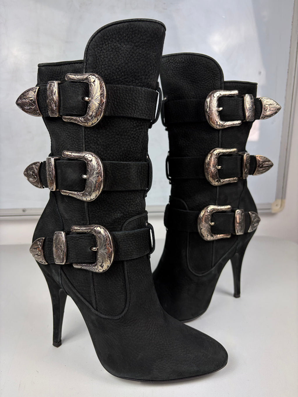 2009 BALMAIN x Giuseppe Zanotti multi-buckle boots - eu 37.5 / us 7.5 / uk 4.5