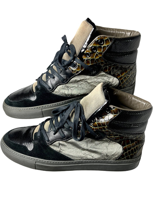 2010 Balenciaga Python skin high top sneakers - EU 41 - black/green