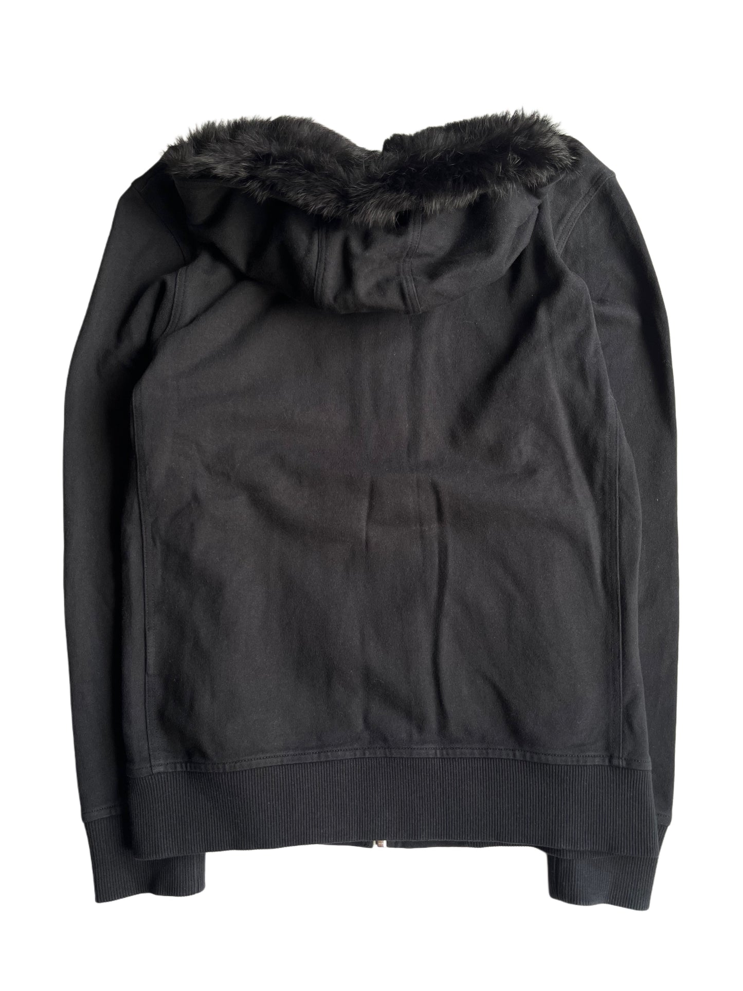 00’s BURBERRY rabbit fur zip hoodie (S/M) - black